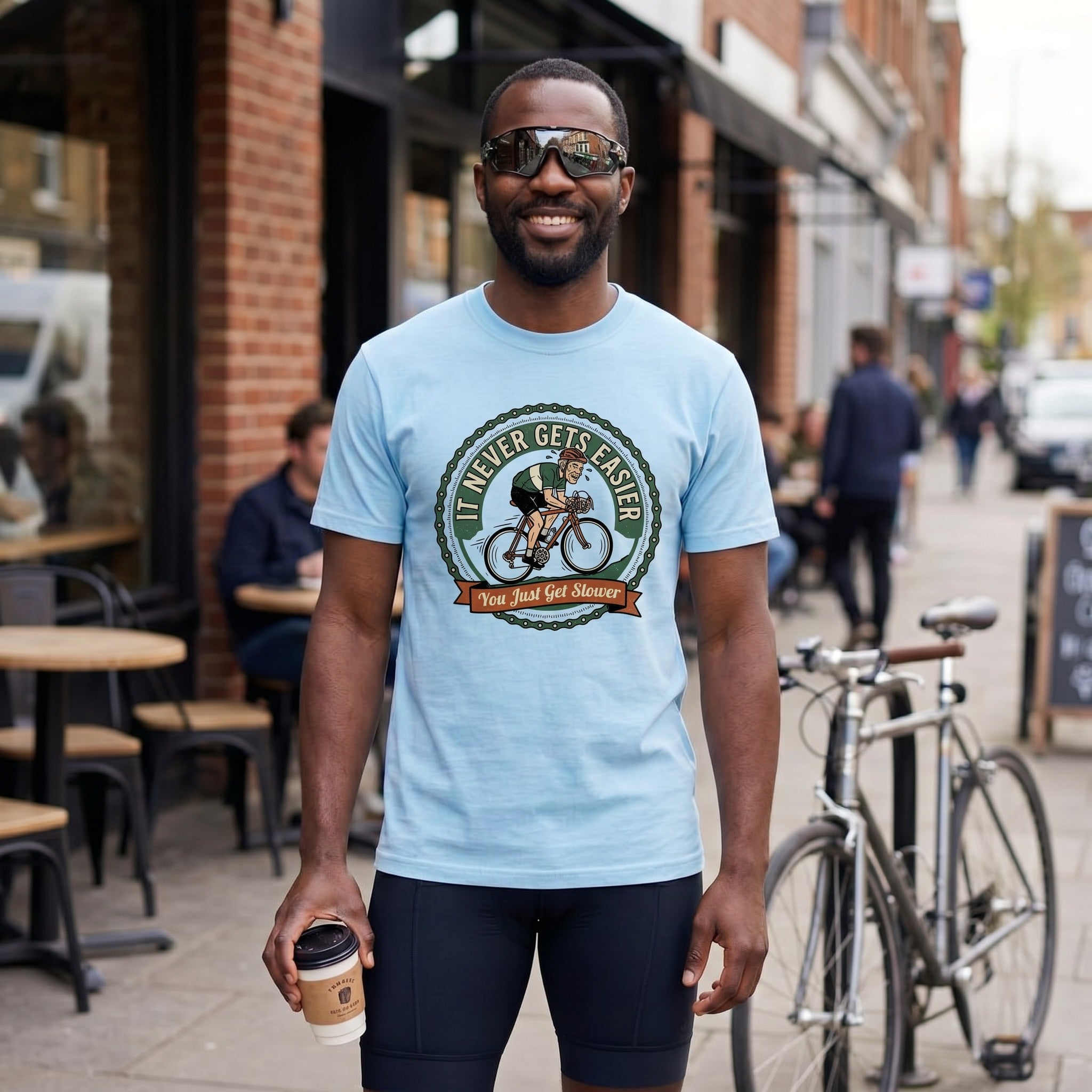 Never Gets Easier T-Shirt — Chambray lifestyle