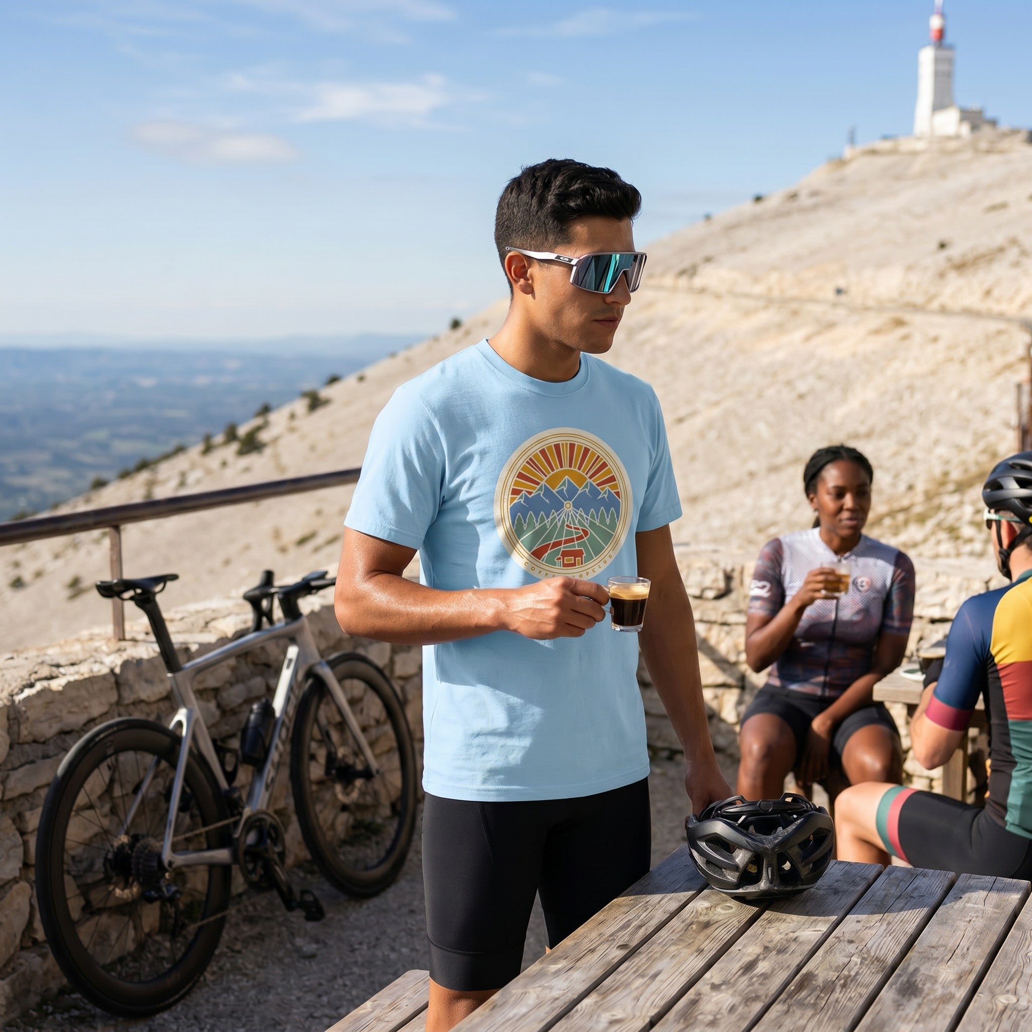 Wheel Base Cycling T-Shirt — Chambray lifestyle