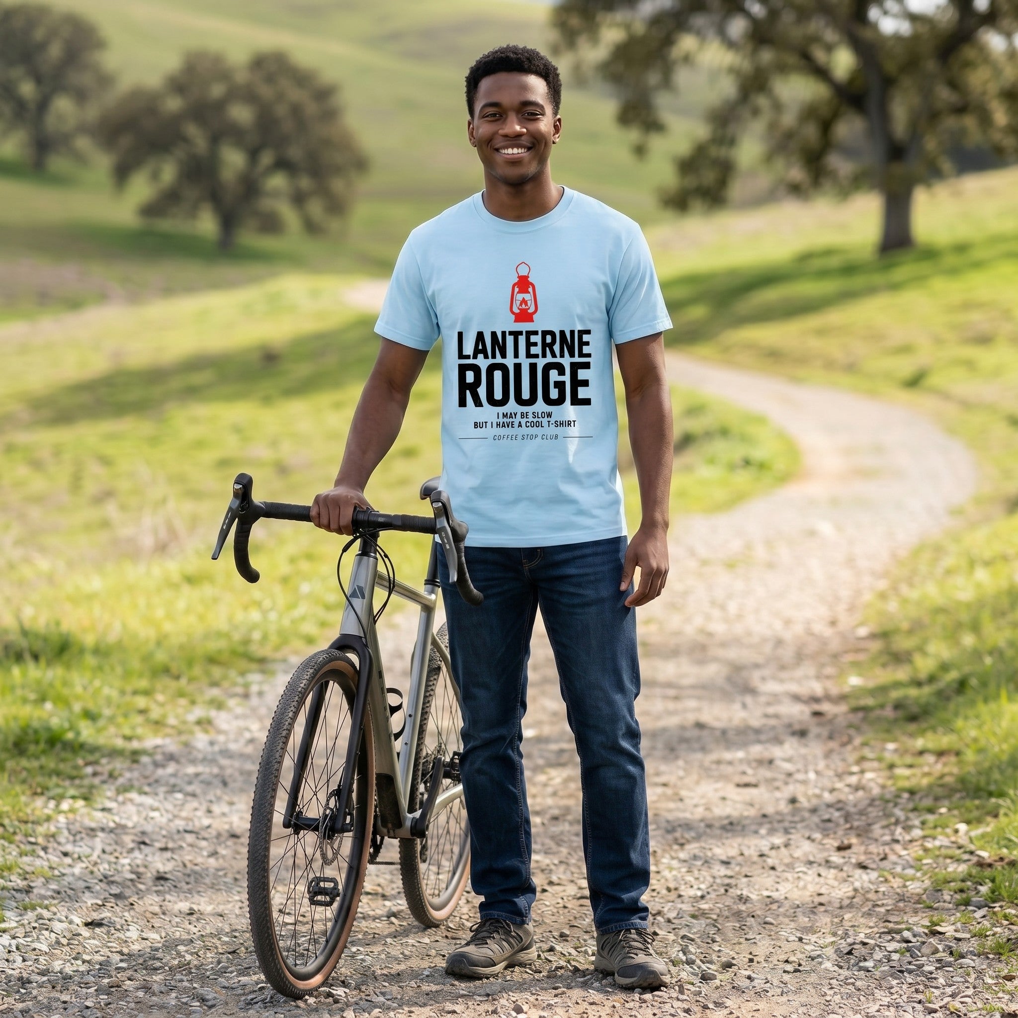 I May Be Slow Cyclist T-Shirt — Chambray lifestyle
