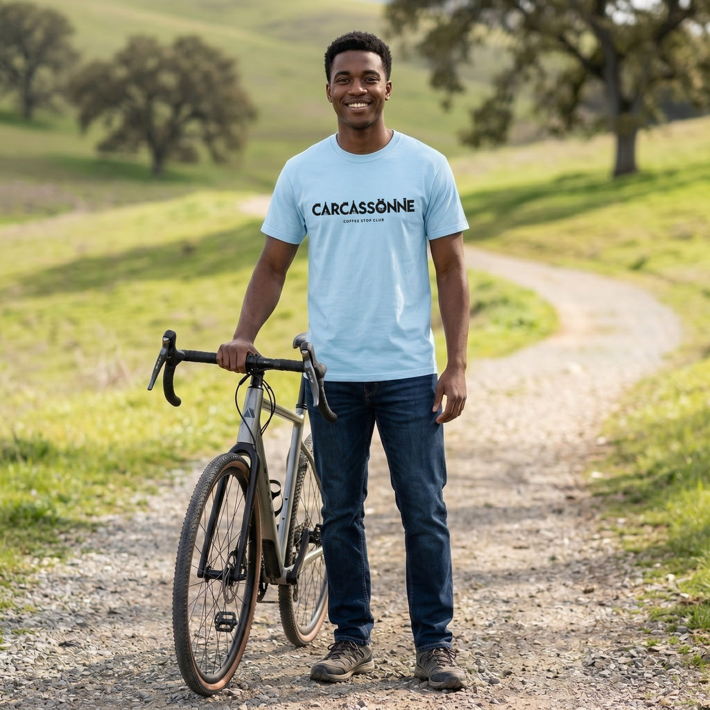 Carcassonne Cycle Tour T-Shirt — Chambray lifestyle