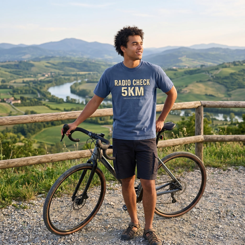 Radio Check 5Km Tour T‑Shirt — China Blue lifestyle