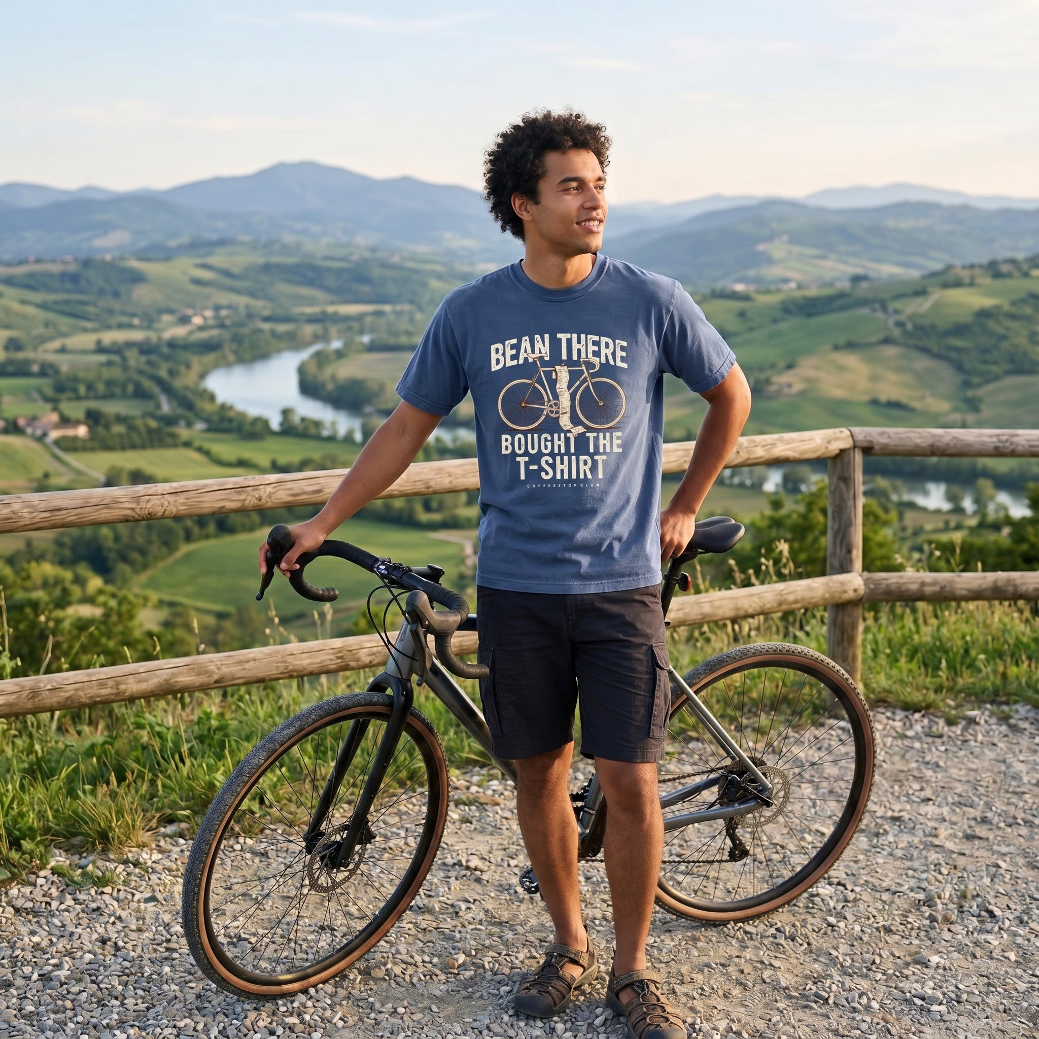 Bean There Cycling T-Shirt — China Blue lifestyle