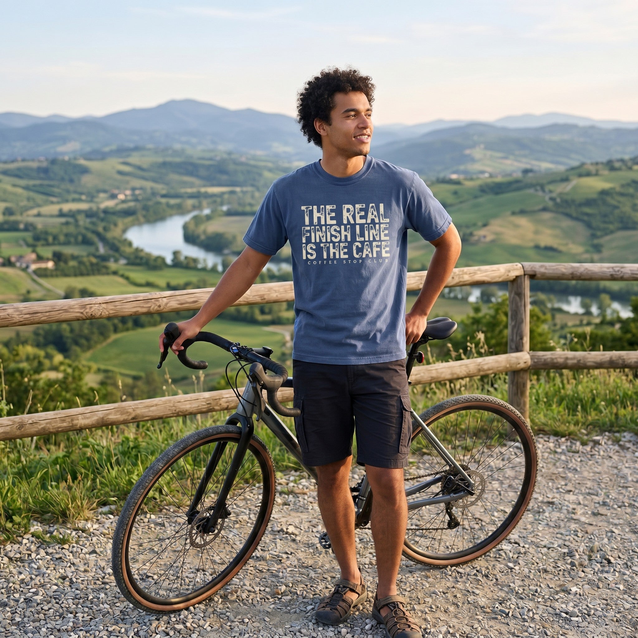 The Real Finish Line T‑Shirt — China Blue lifestyle