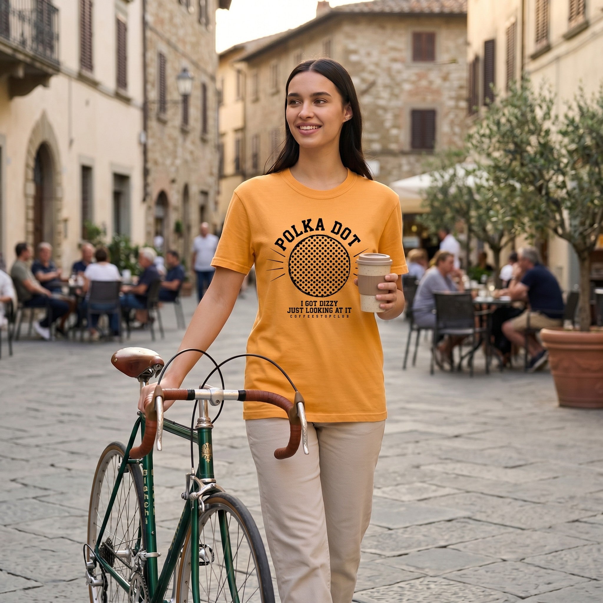Polka Dot Yellow Cycling T-Shirt — Citrus lifestyle