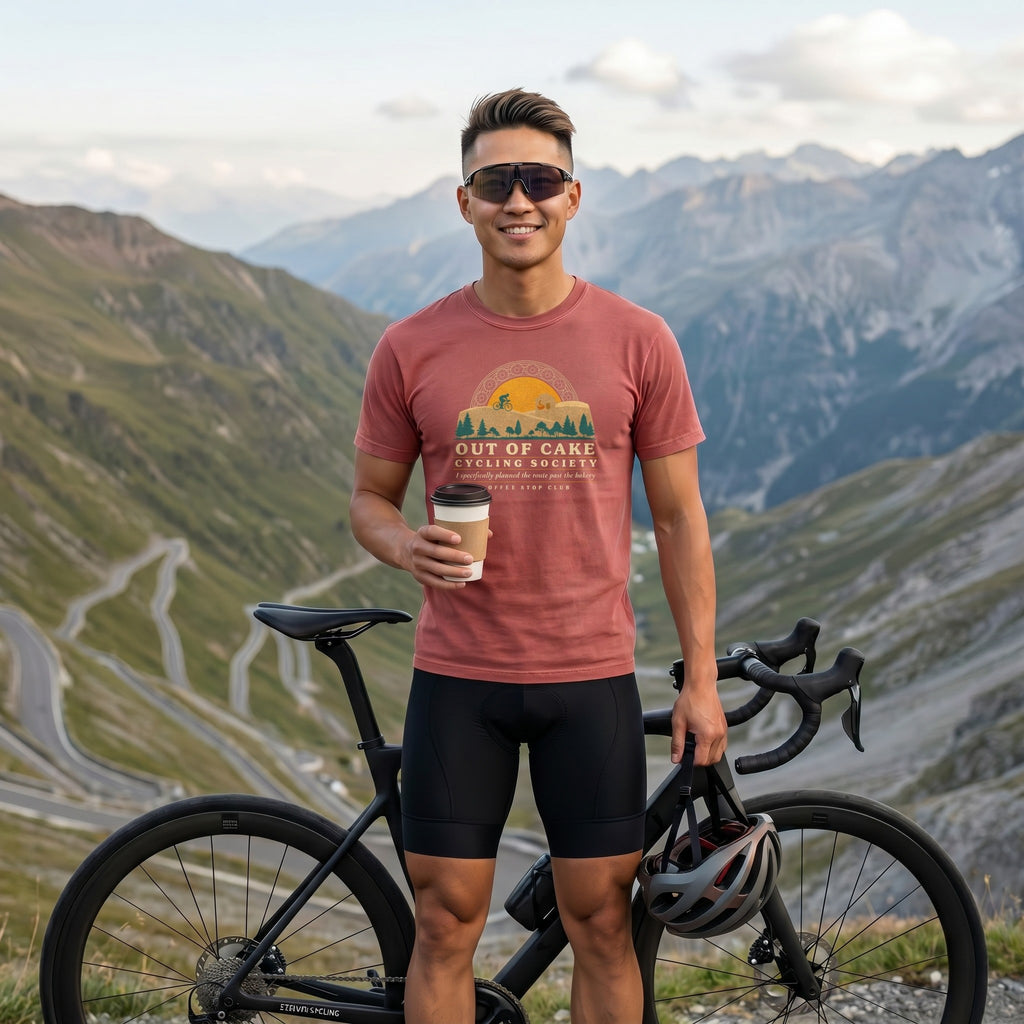 Out of Cake Cycling T-Shirt — Crimson lifestyle