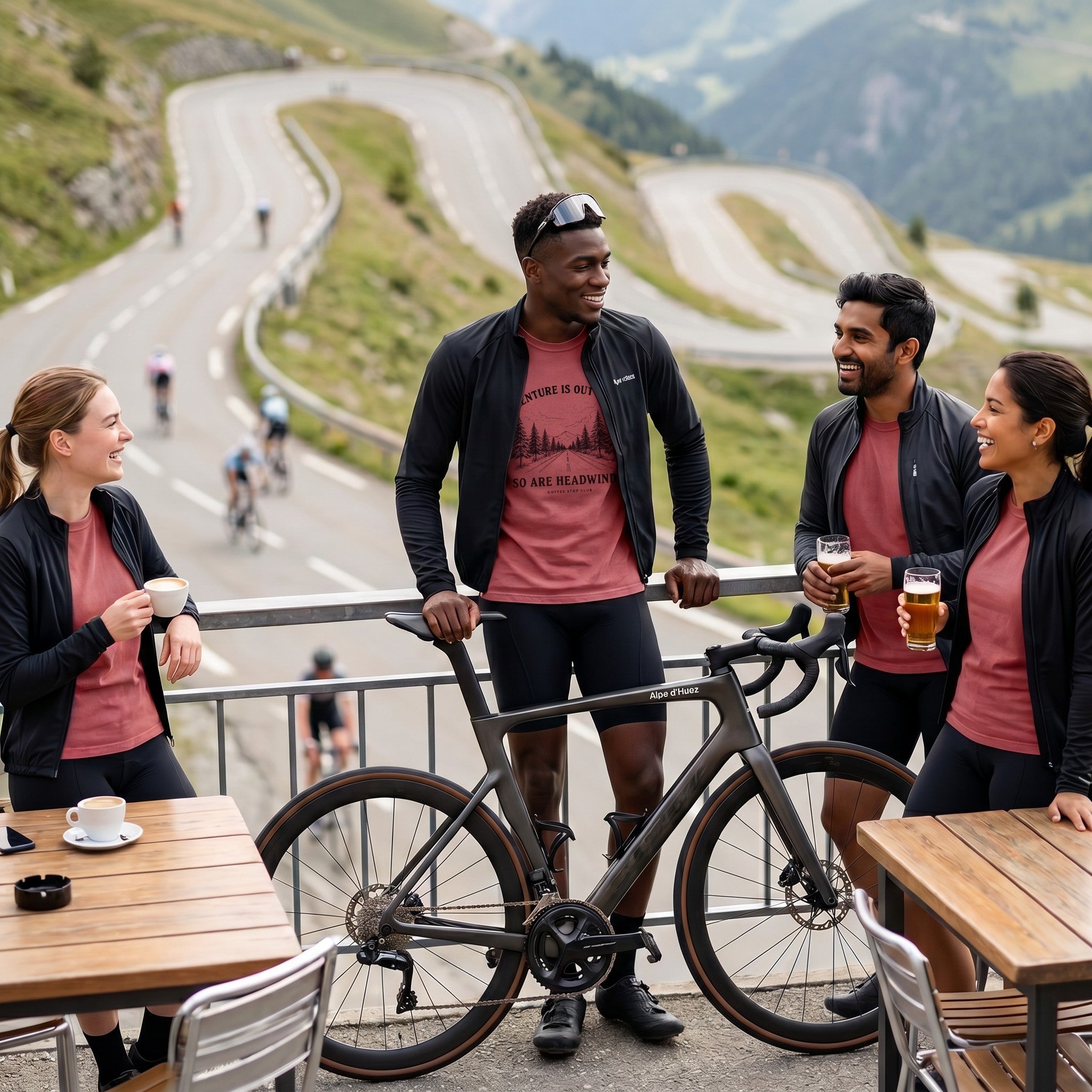 Adventure Is Out There Cycling T-Shirt — Crimson lifestyle