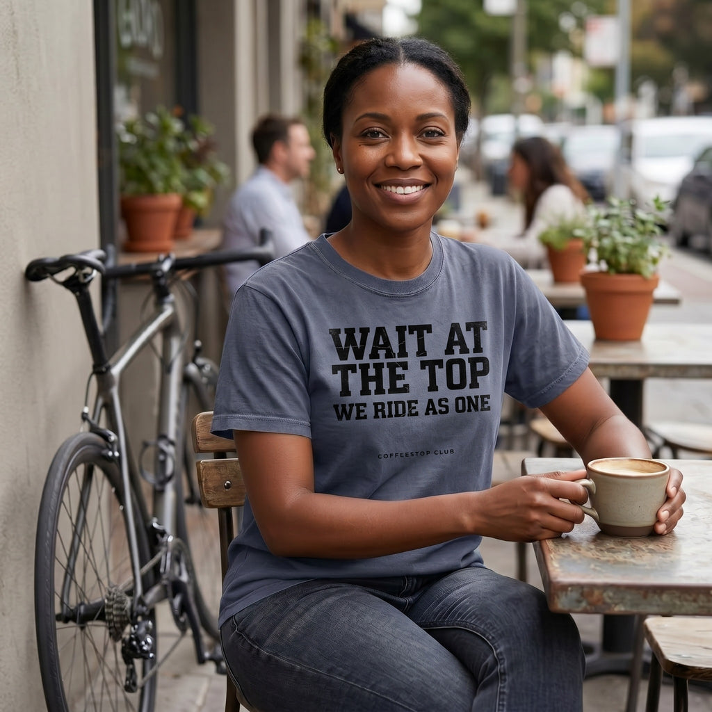Wait at the Top T‑Shirt — Denim lifestyle