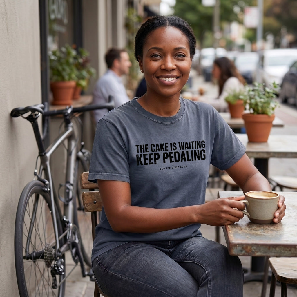 The Cake is Waiting T‑Shirt — Denim lifestyle