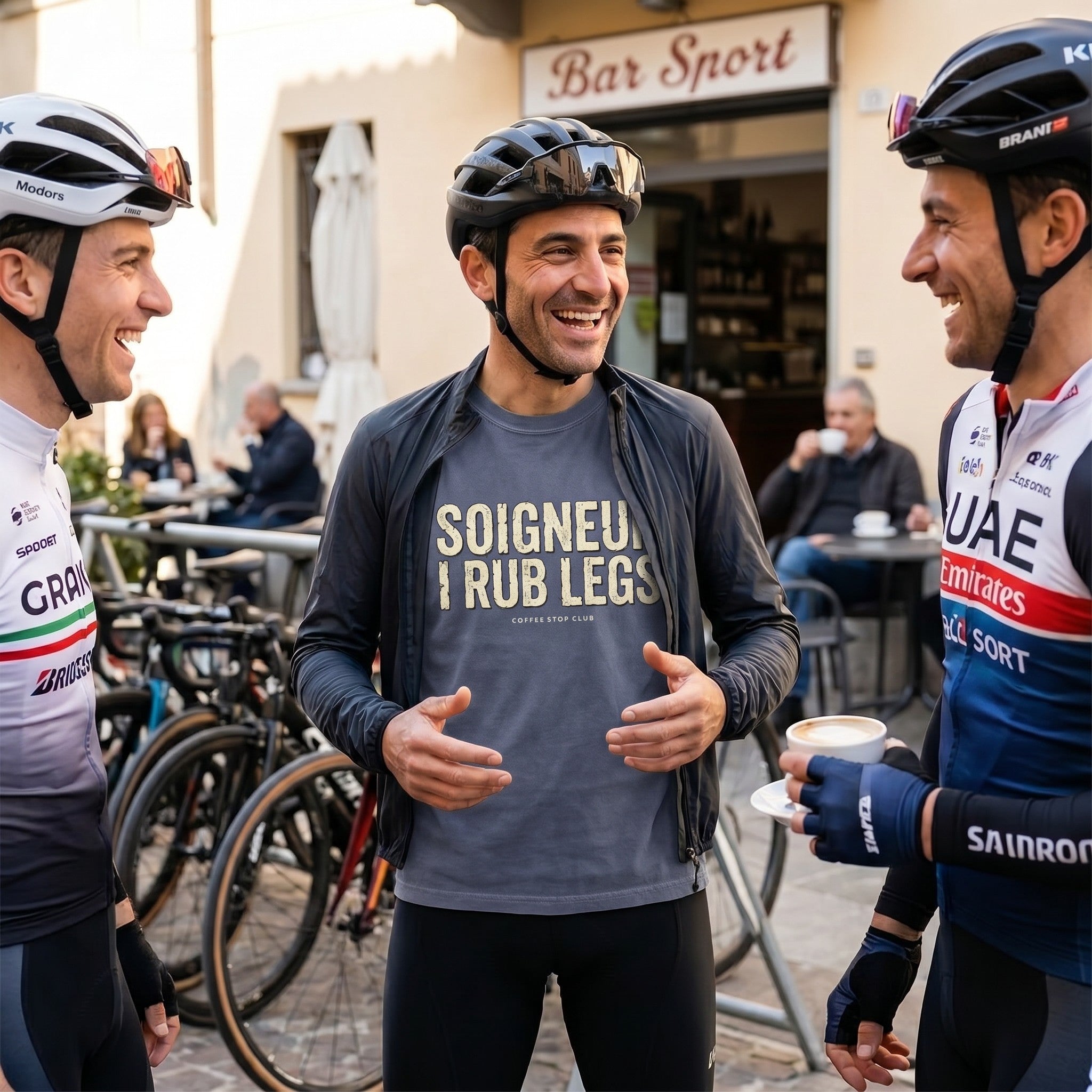 Soigneur Leg Rub Tour T‑Shirt — Denim lifestyle
