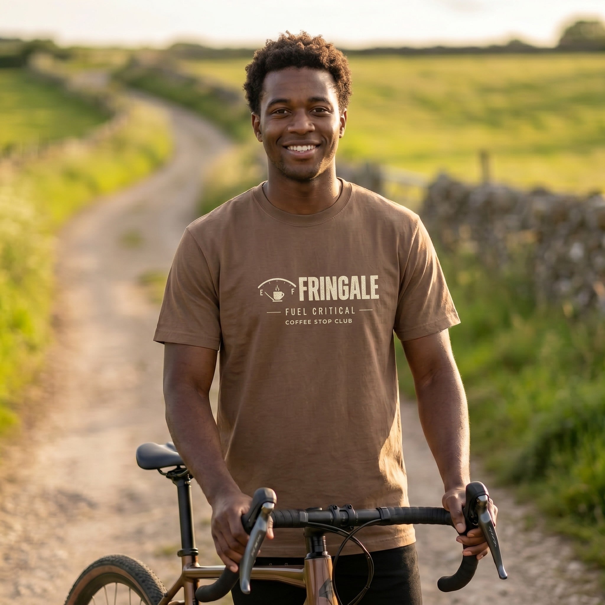 Fringale Fuel Critical Tour T‑Shirt — Espresso lifestyle