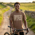 Freewheeling Life T‑Shirt — Espresso lifestyle