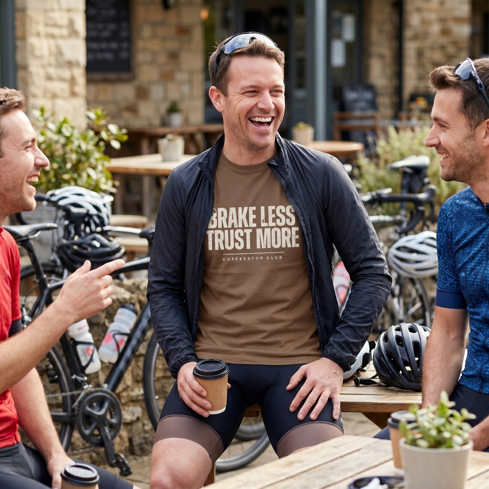 Brake Less Trust More T‑Shirt — Espresso lifestyle