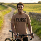 Church of the Flat White T‑Shirt — Espresso lifestyle