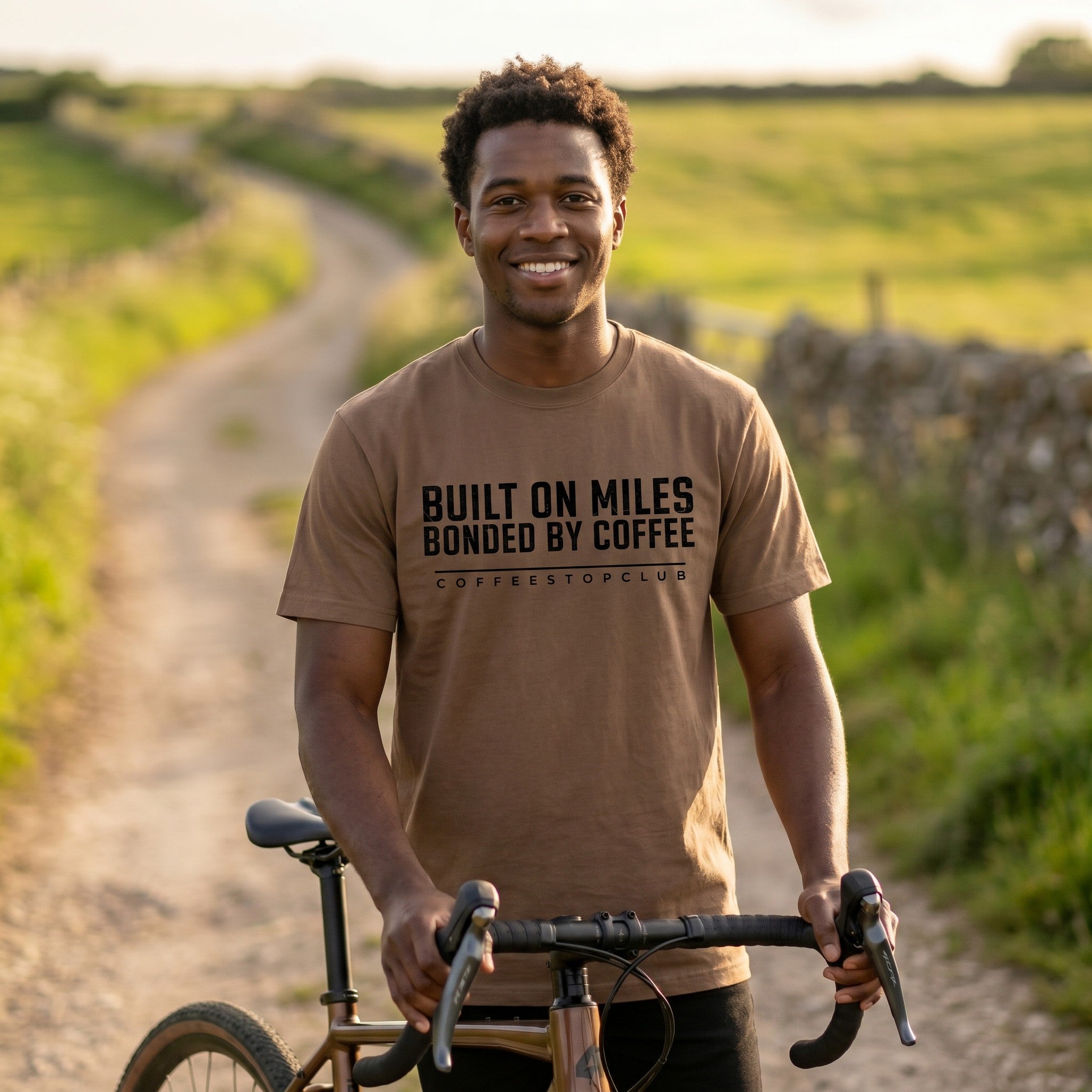 Bonded by Coffee T‑Shirt — Espresso lifestyle