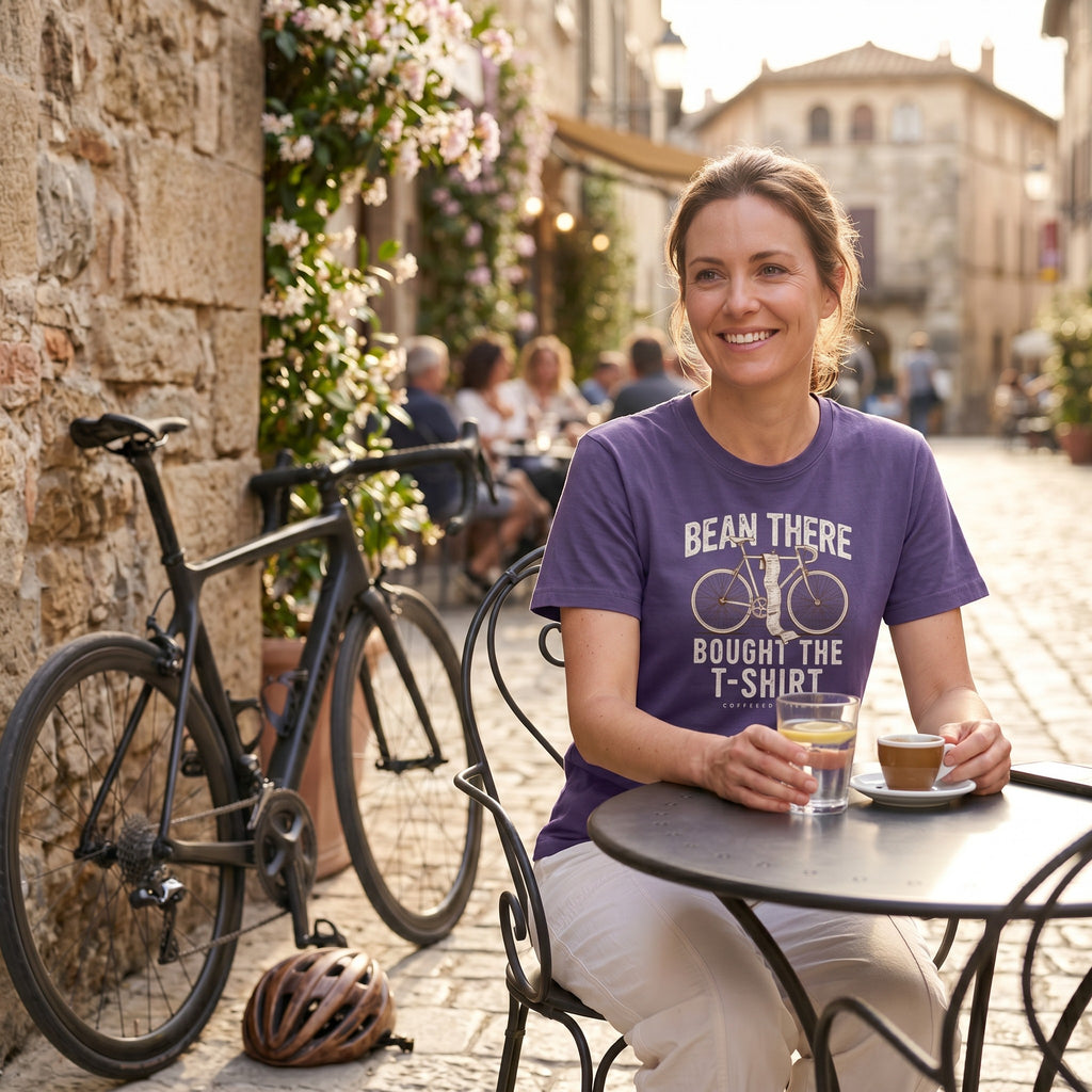 Bean There Cycling T-Shirt — Grape lifestyle