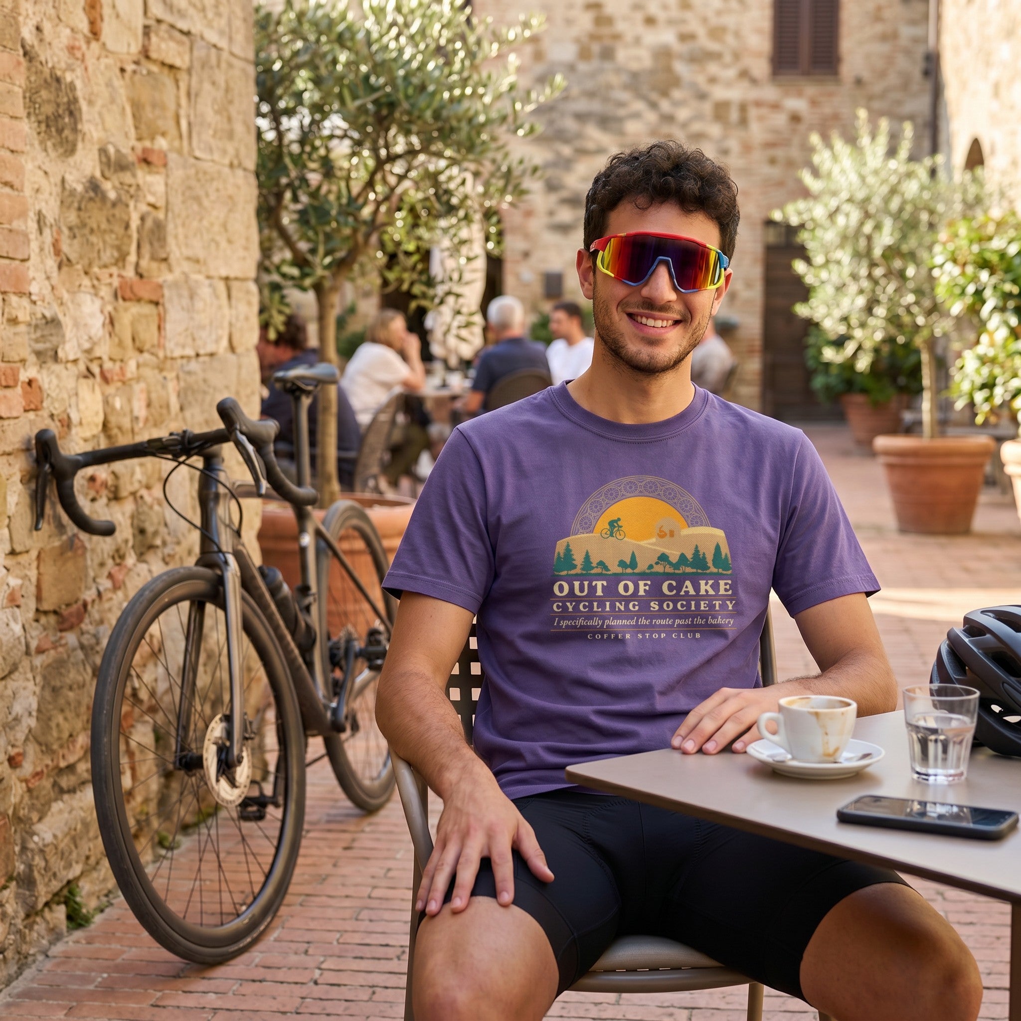 Out of Cake Cycling T-Shirt — Grape lifestyle