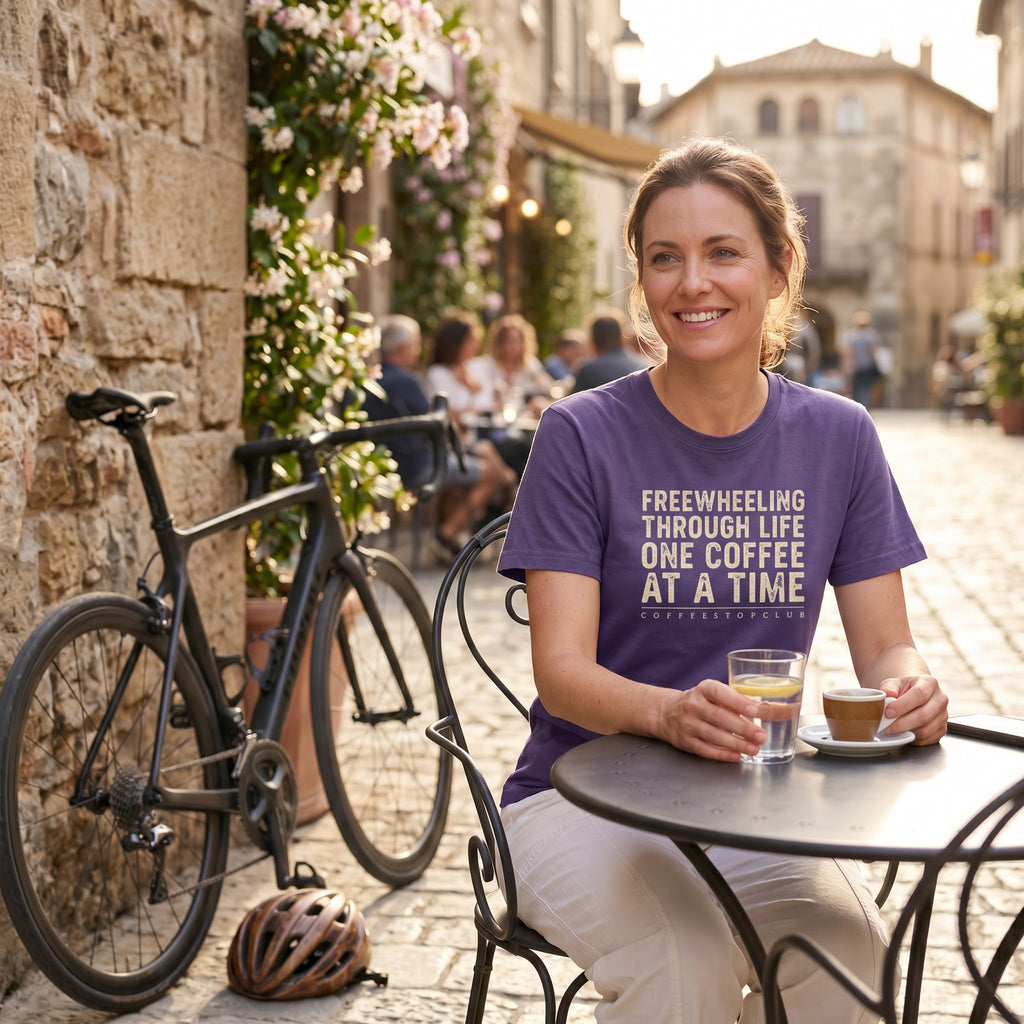 Freewheeling Life T‑Shirt — Grape lifestyle