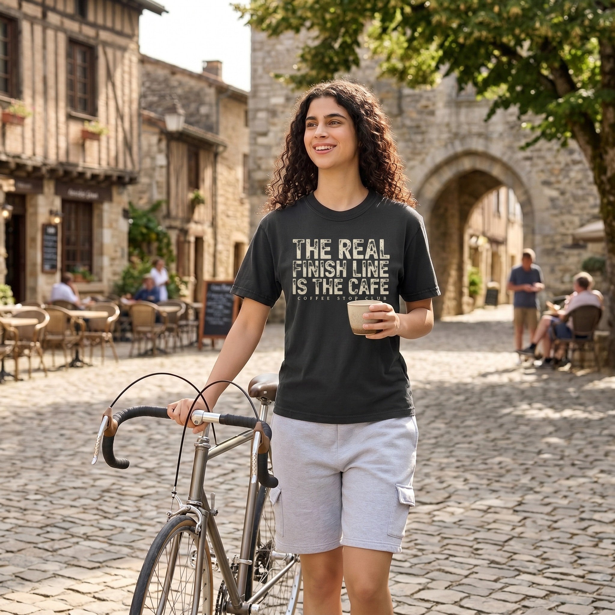 The Real Finish Line T‑Shirt — Graphite lifestyle
