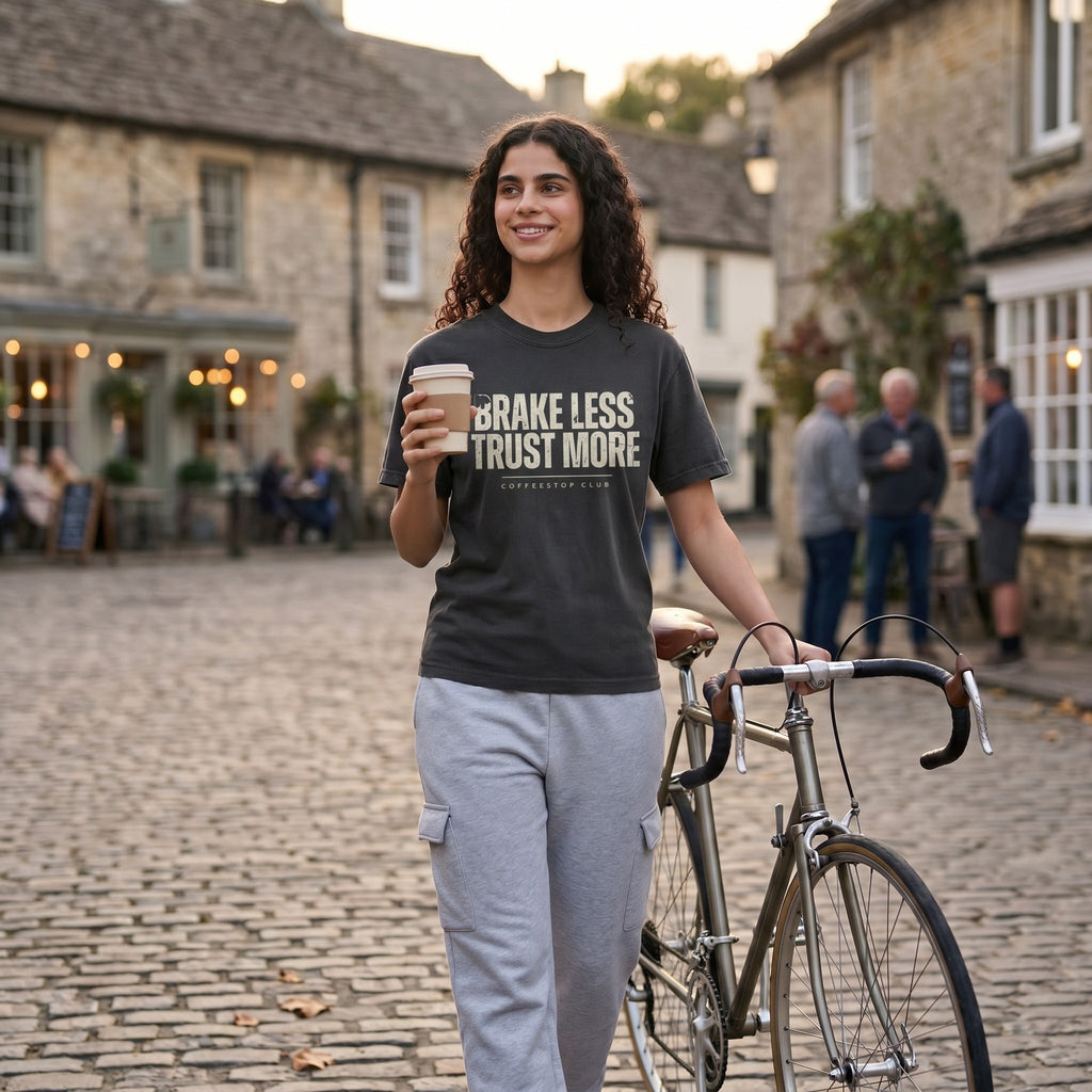 Brake Less Trust More T‑Shirt — Graphite lifestyle