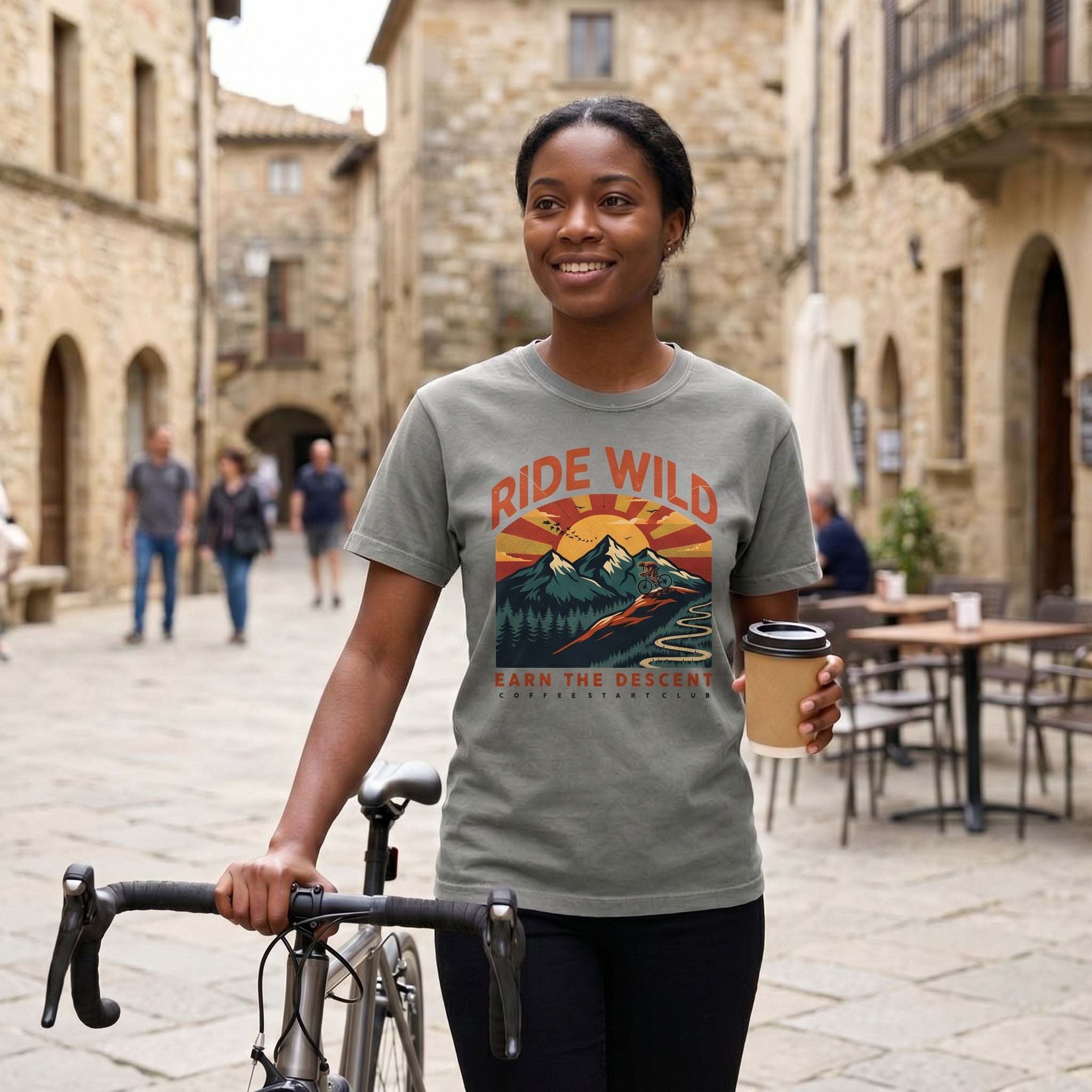 Ride Wild Cycling T-Shirt — Grey lifestyle