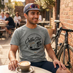 Good Coffee Stop Club T‑Shirt — Grey lifestyle