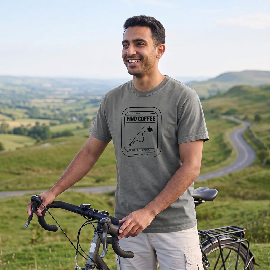 Recalculating For Coffee T-Shirt — Grey lifestyle