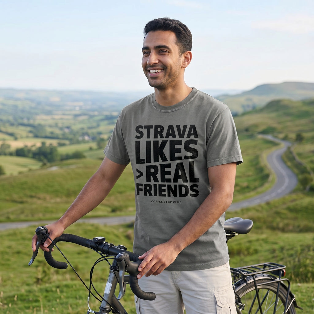 Strava Likes Friends T-Shirt — Grey lifestyle