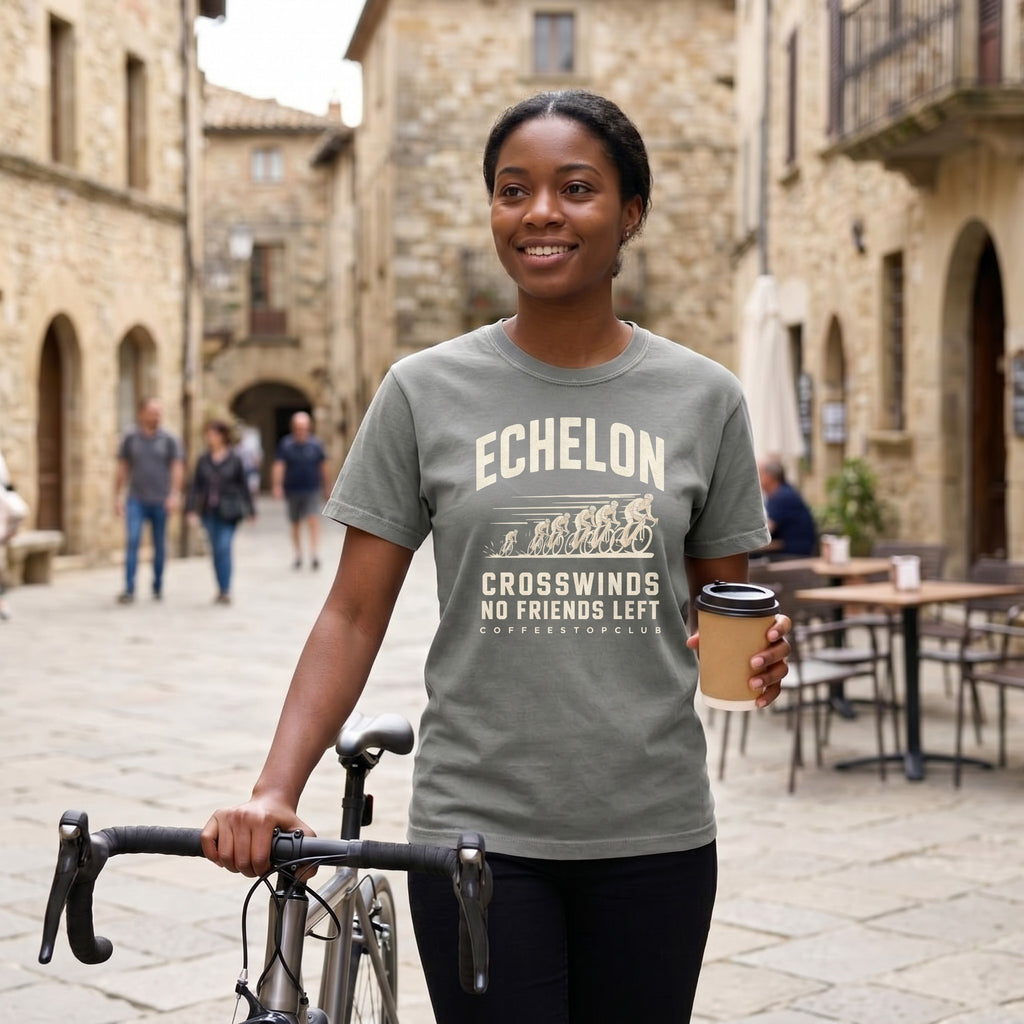 Headwinds & No Friends Cycling T-Shirt — Grey lifestyle
