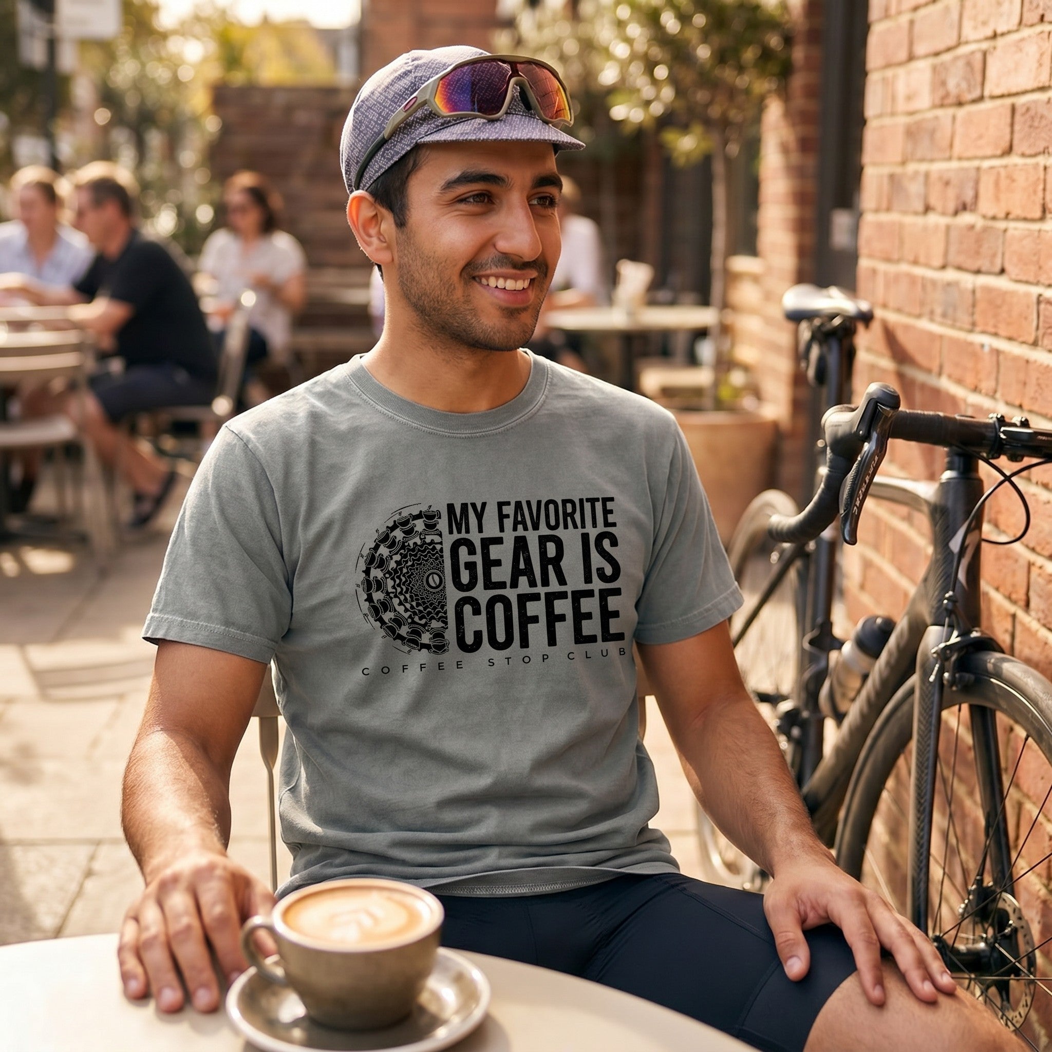 Favorite Gear is Coffee T-Shirt — Grey lifestyle