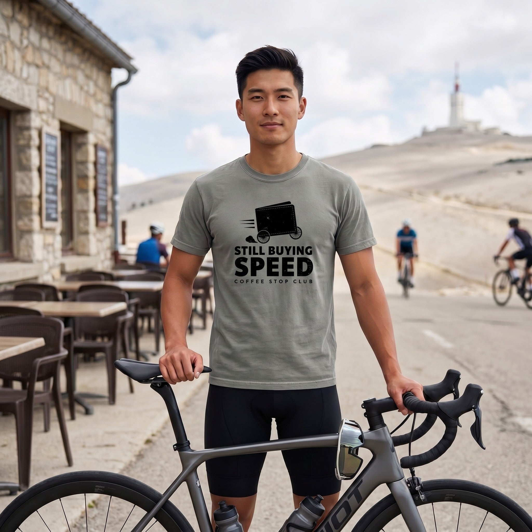 Still Buying Speed Cycling T-Shirt — Grey lifestyle