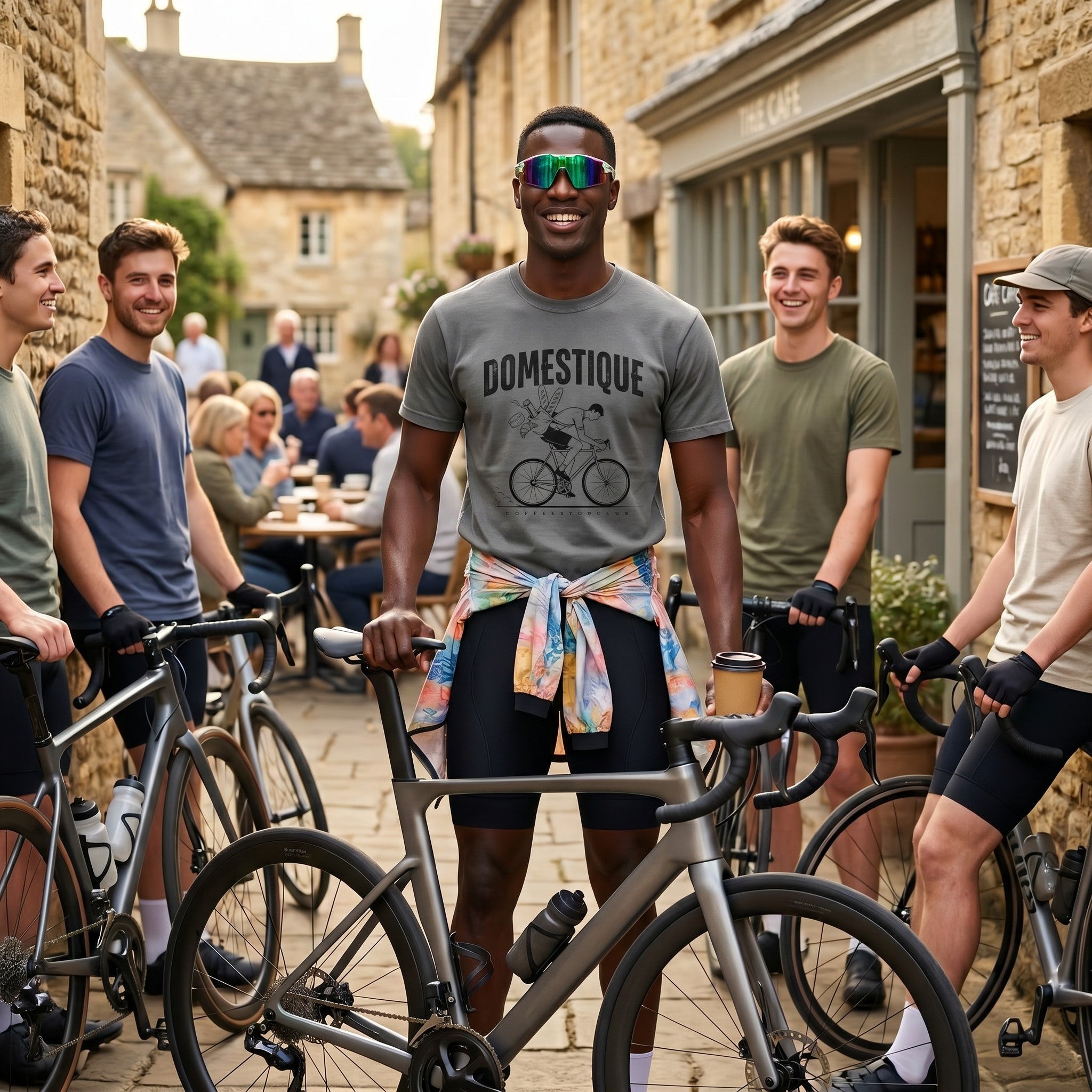 Domestique Delivery Cyclist T-Shirt — Grey lifestyle