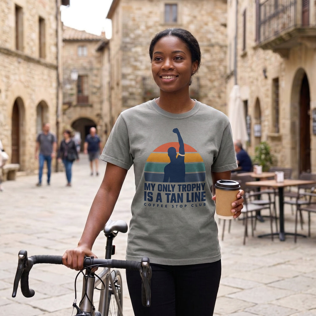 Tan Line Trophy Cycling T-Shirt — Grey lifestyle