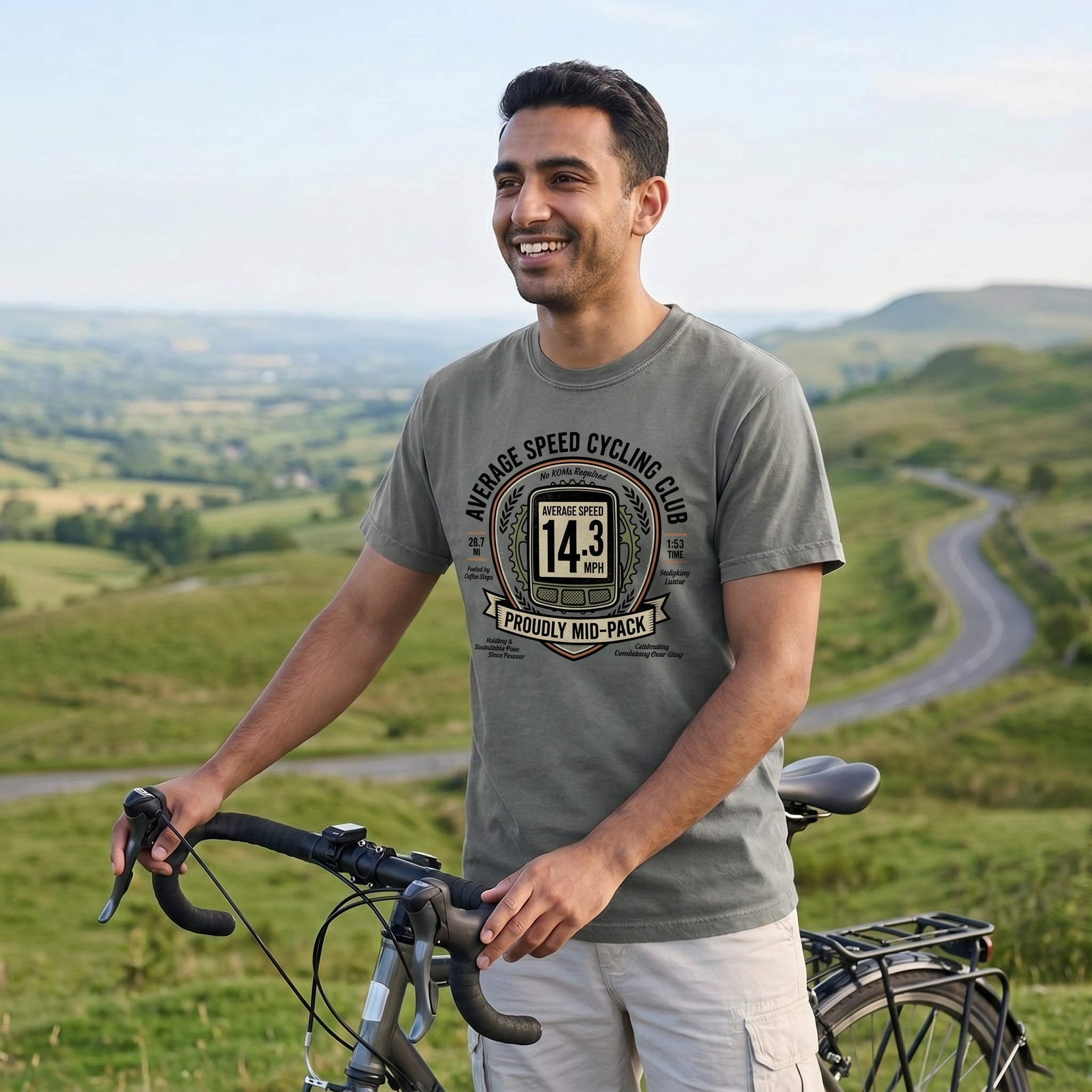 Average Speed Cycling T-Shirt — Grey lifestyle
