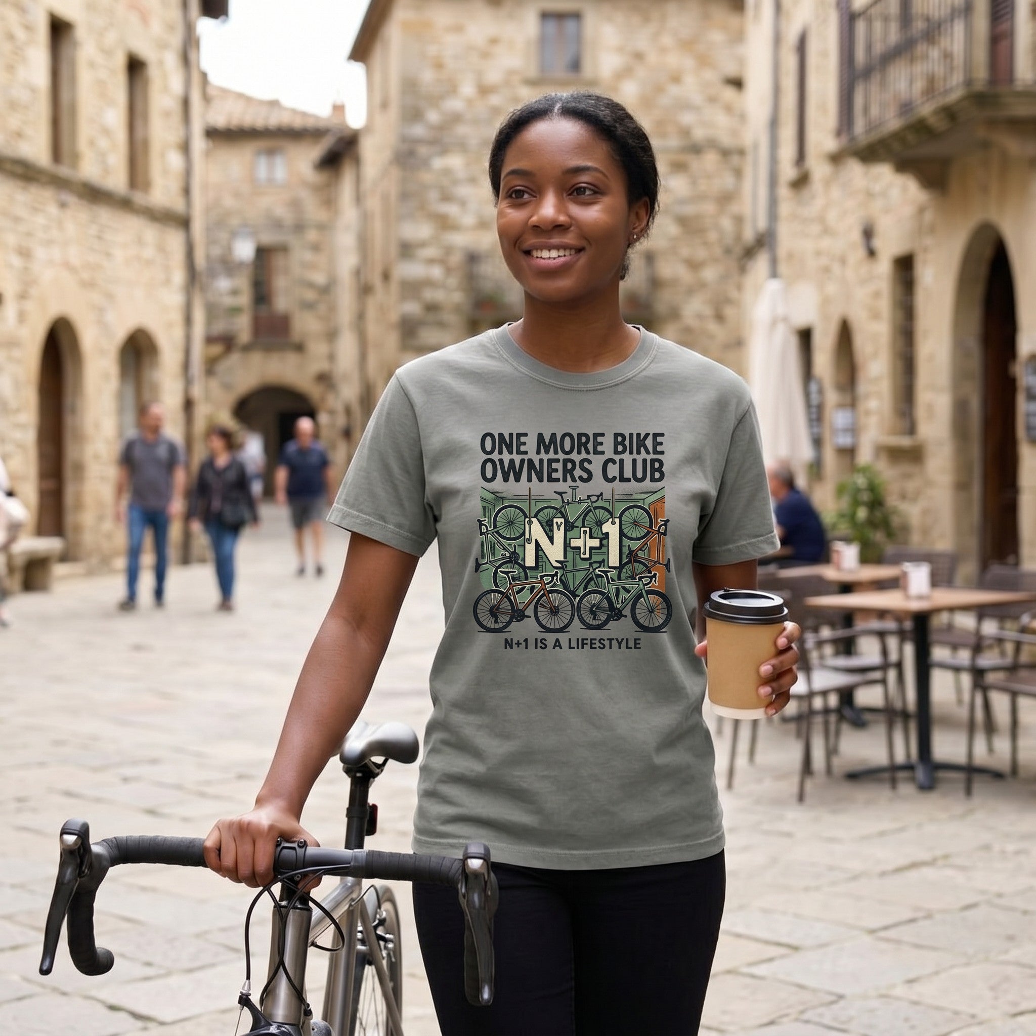 One More Bike N+1 T-Shirt — Grey lifestyle