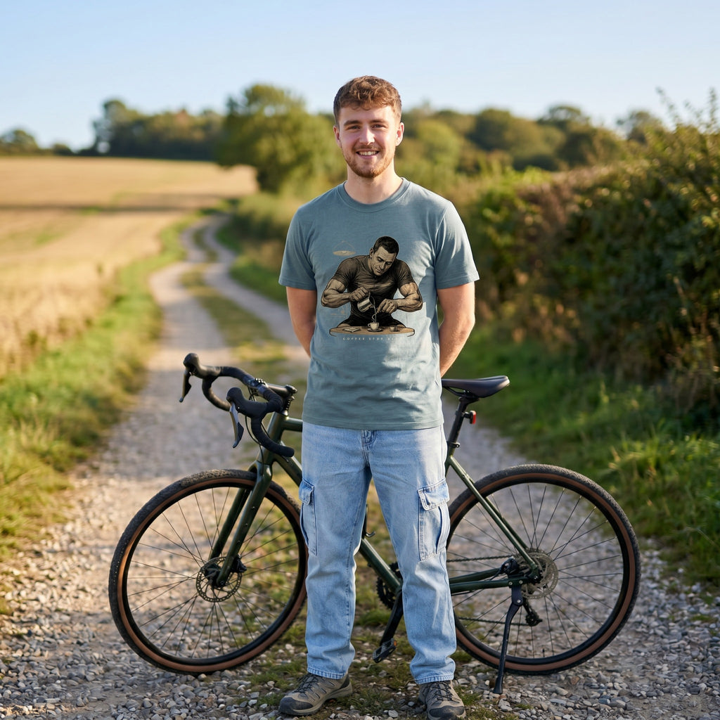 Espresso Stop Cycling T-Shirt — Ice Blue lifestyle