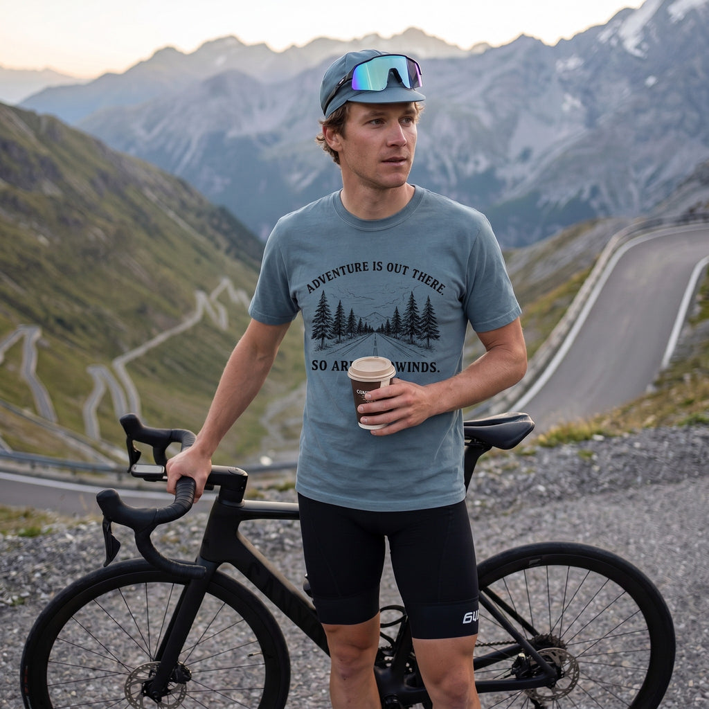 Adventure Is Out There Cycling T-Shirt — Ice Blue lifestyle