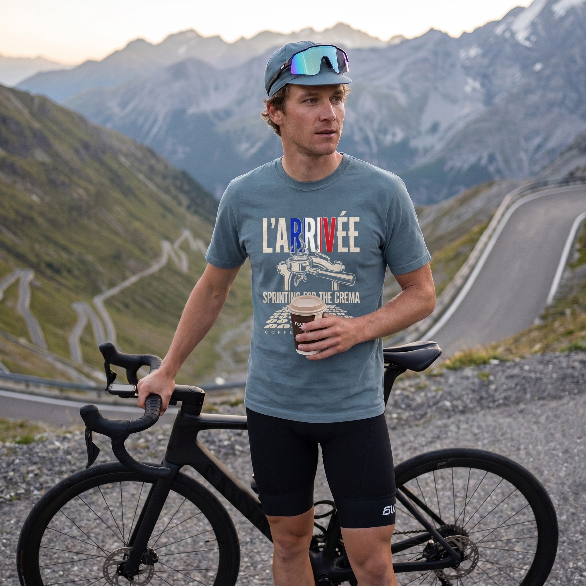 L'Arrivée TdF Cycling T-Shirt — Ice Blue lifestyle