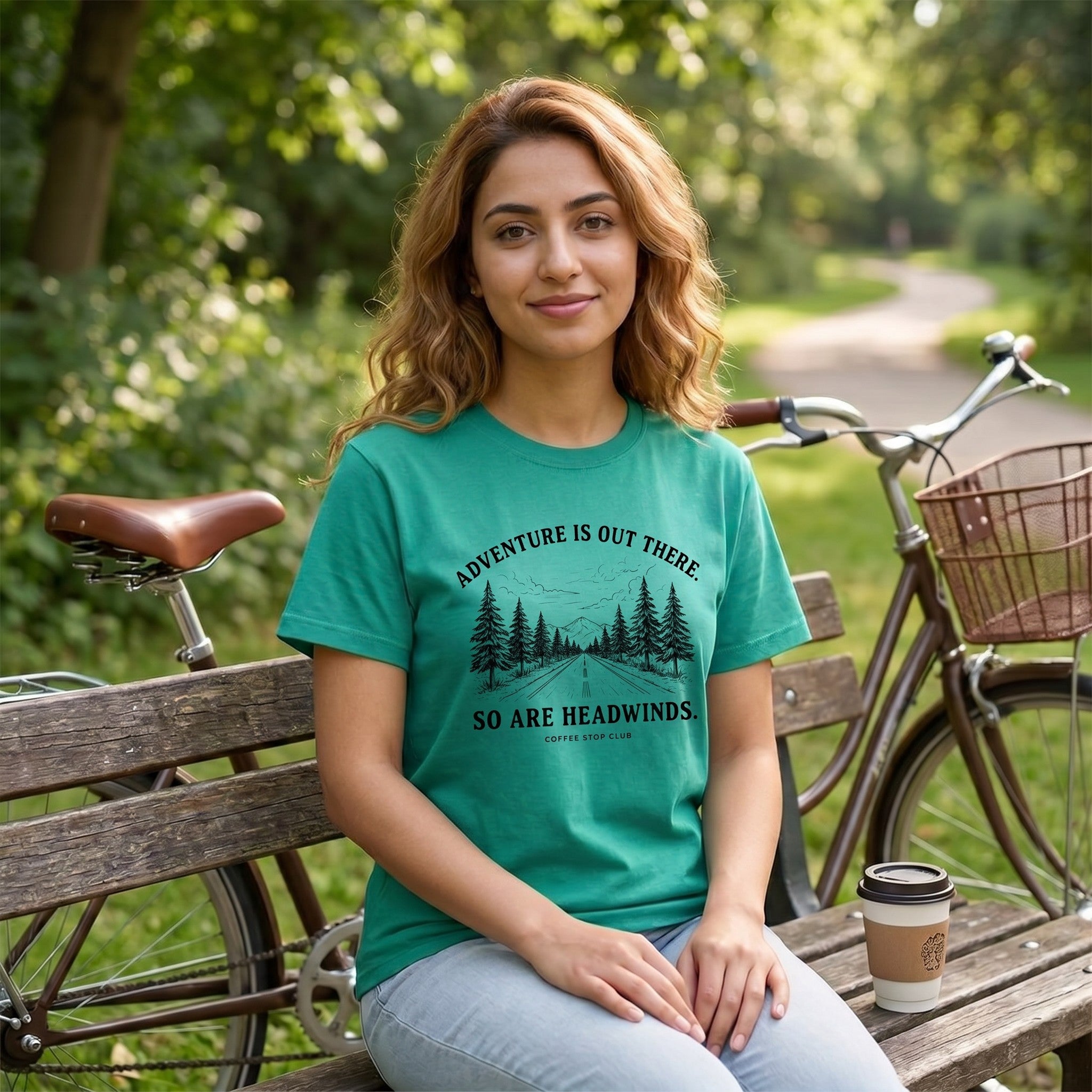Adventure Is Out There Cycling T-Shirt — Island Green lifestyle
