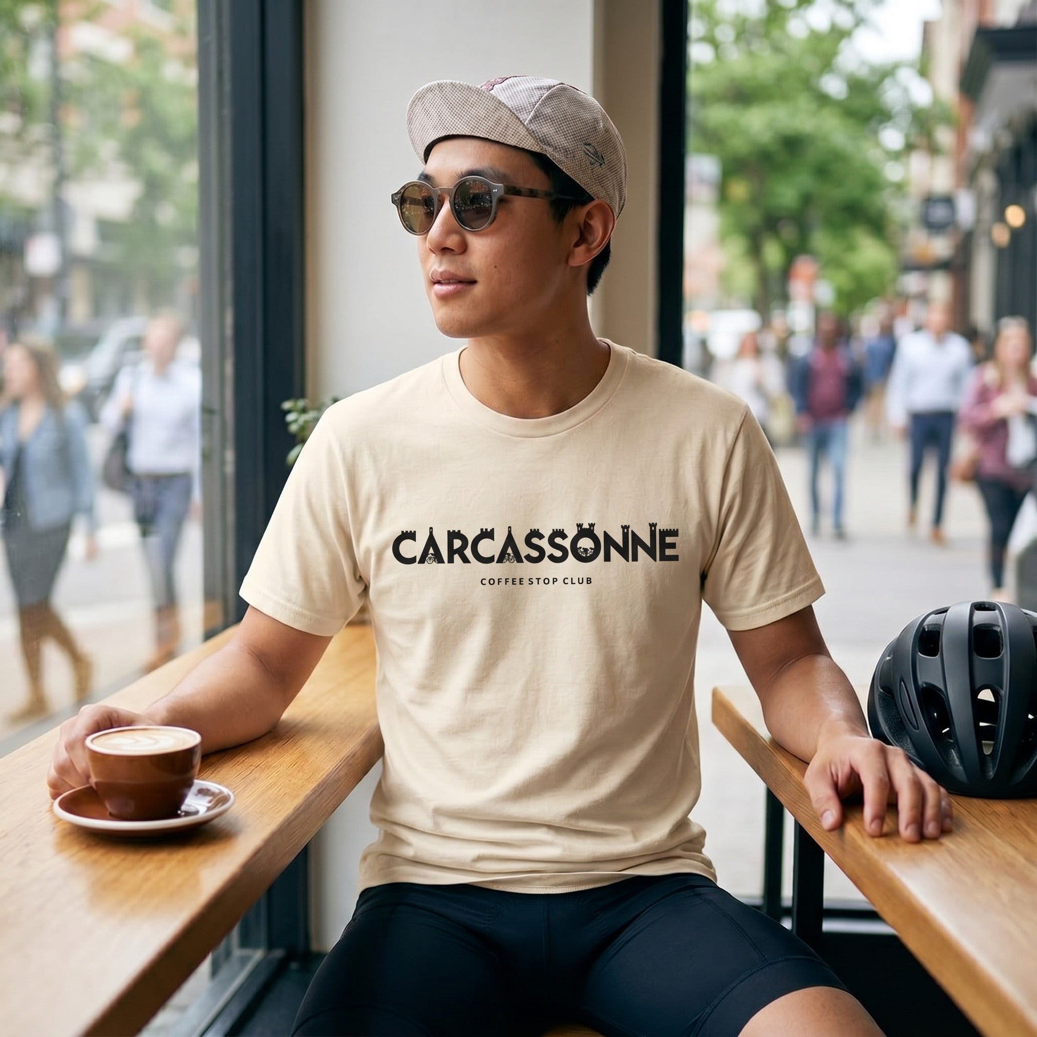 Carcassonne Cycle Tour T-Shirt — Ivory lifestyle