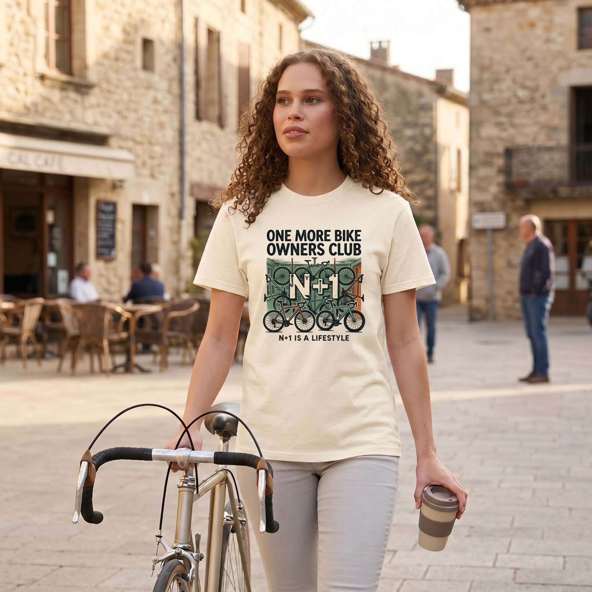 One More Bike N+1 T-Shirt — Ivory lifestyle