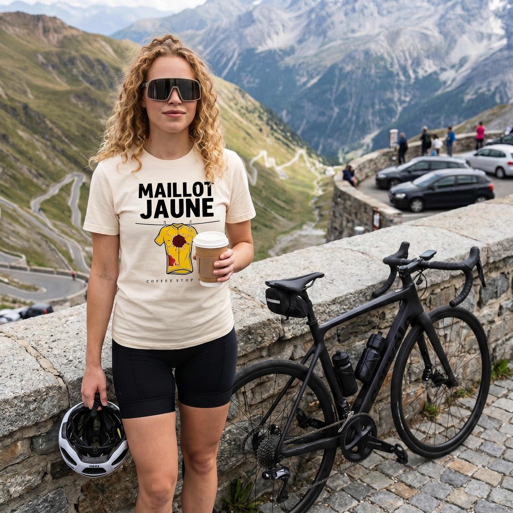 Yellow Jersey TdF Cyclist T-Shirt — Ivory lifestyle