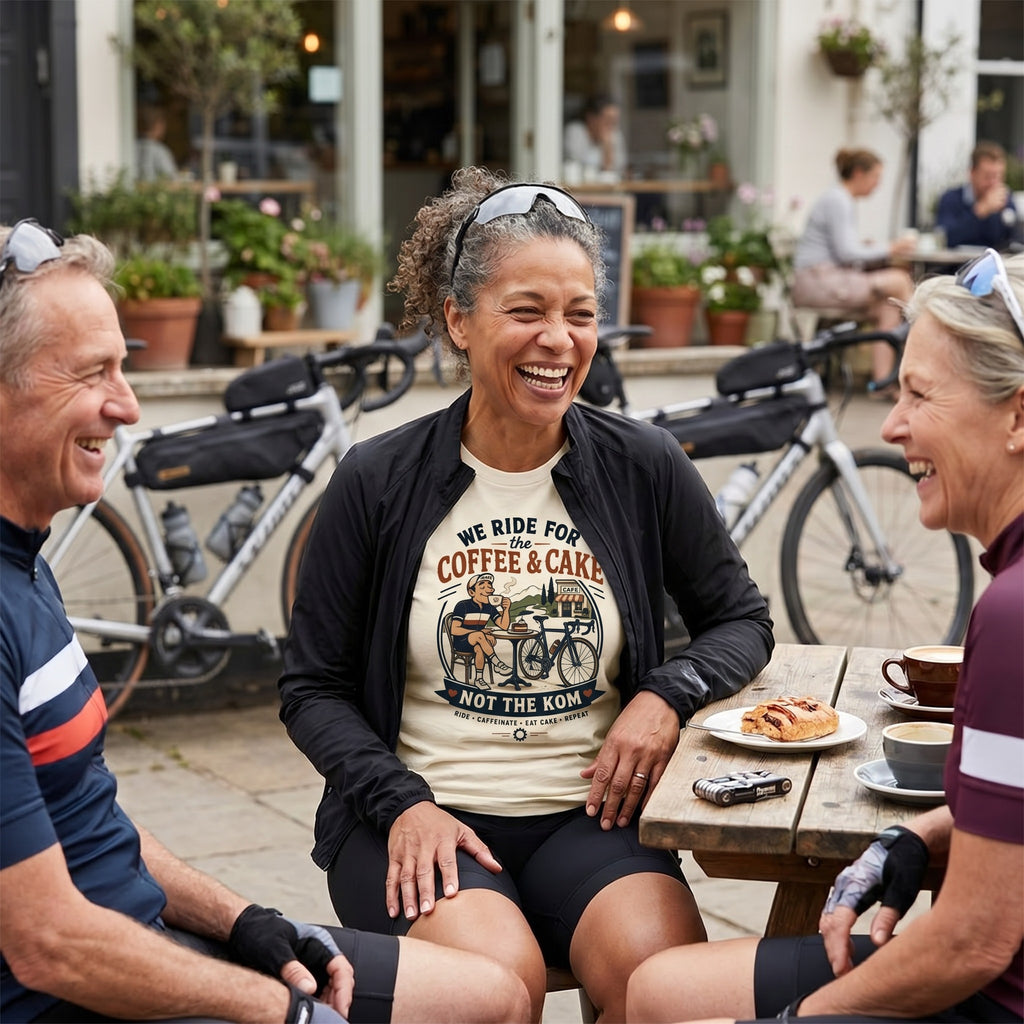 Ride For Coffee  and Cake T-Shirt — Ivory lifestyle