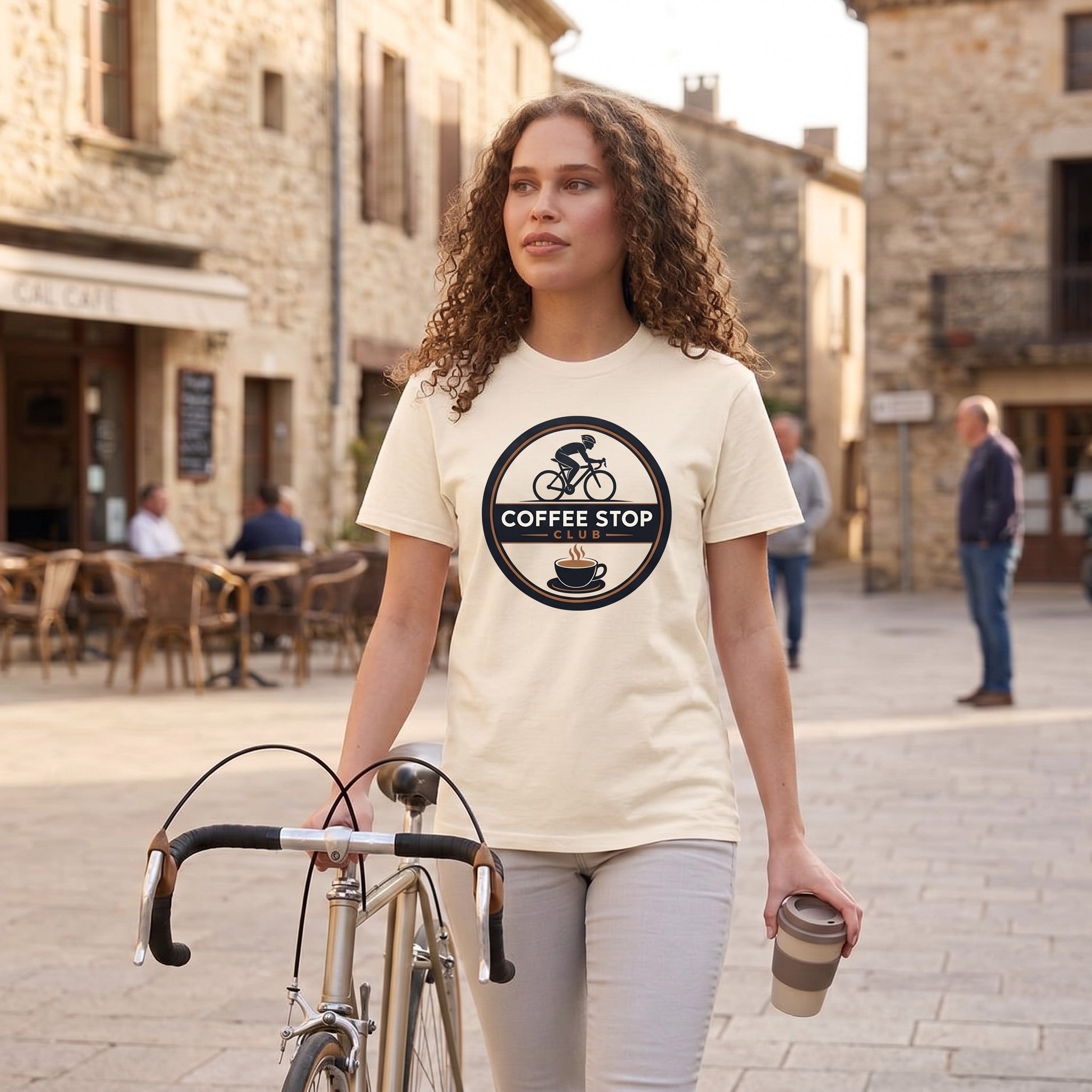 Awesome Coffee Stop Club T-Shirt — Ivory lifestyle