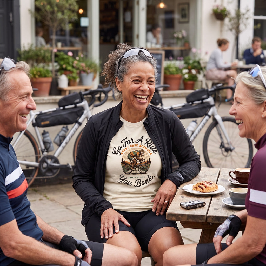 Go For A Ride Biker T‑Shirt — Ivory lifestyle