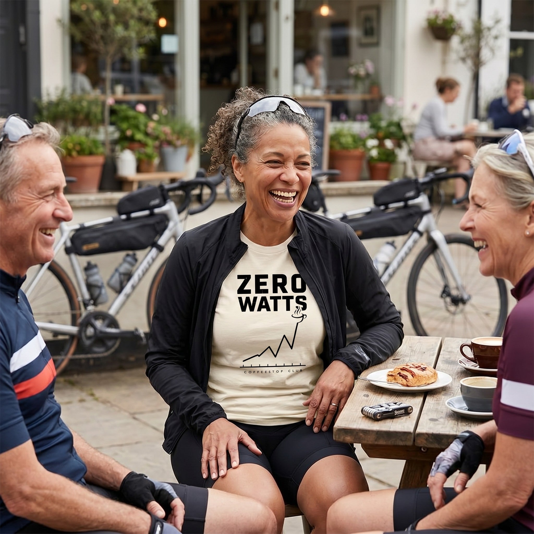 Zero Watts Cycling T-Shirt — Ivory lifestyle