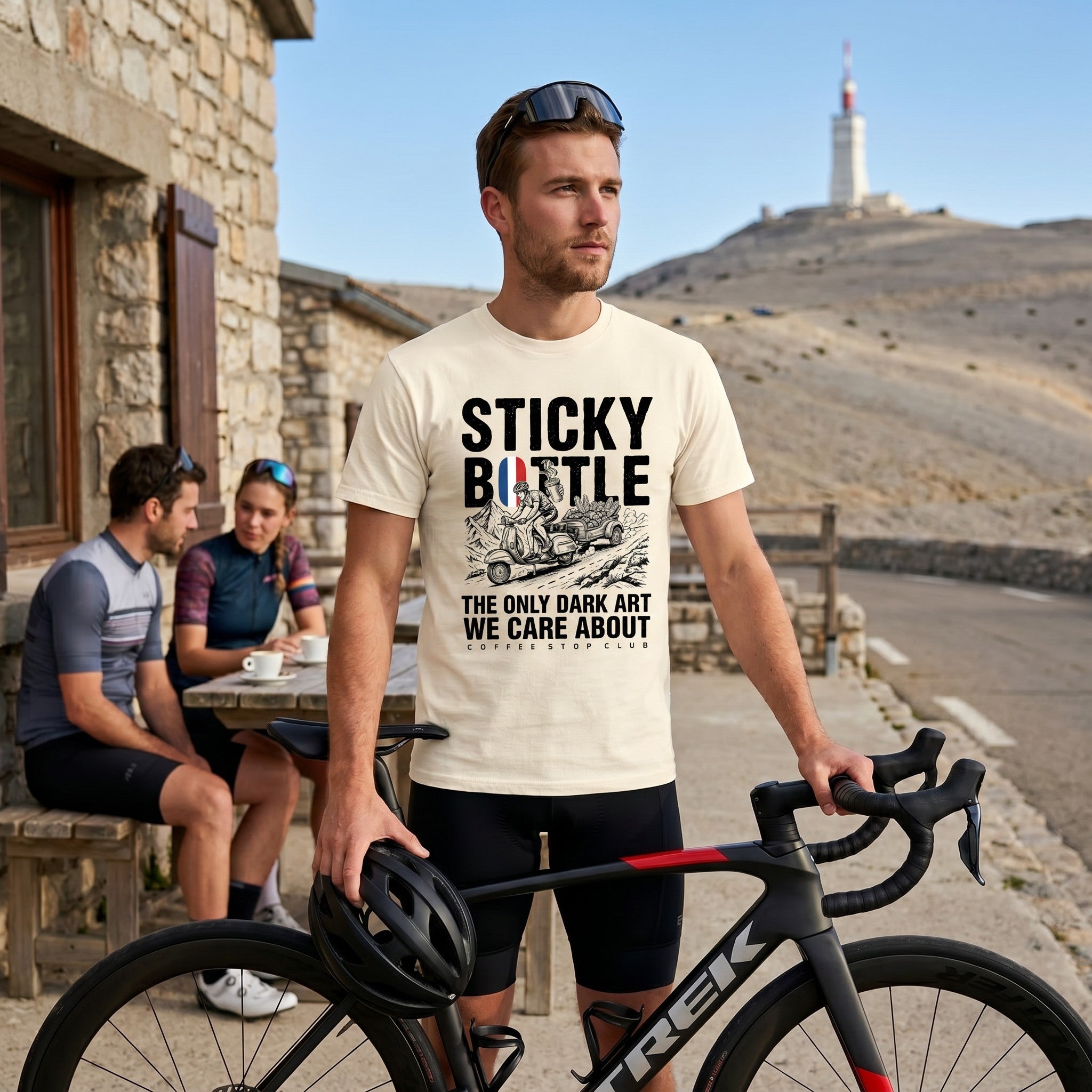 Sticky Bottle TdF Cycling T-Shirt — Ivory lifestyle