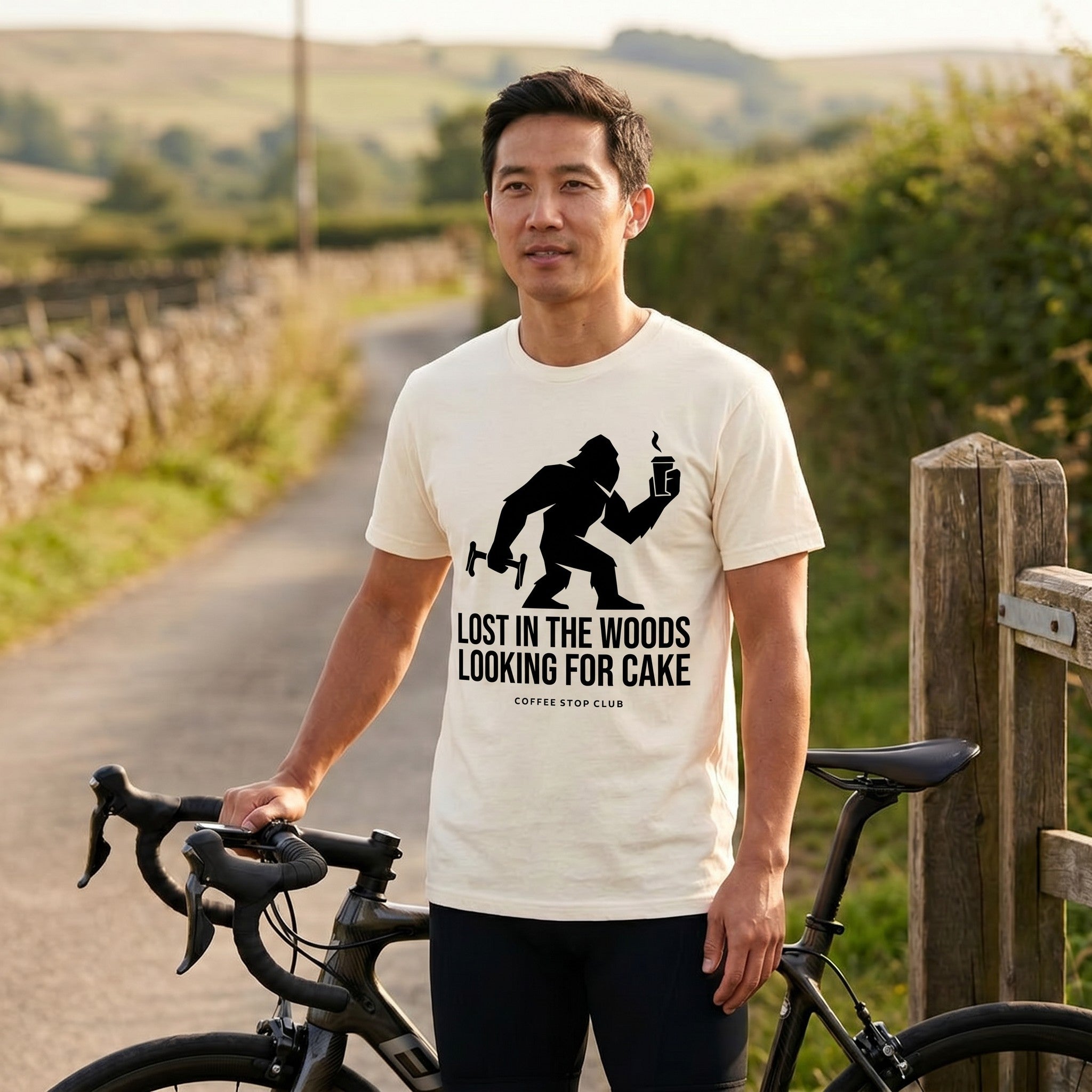 Lost in the Woods Bigfoot T‑Shirt — Ivory lifestyle
