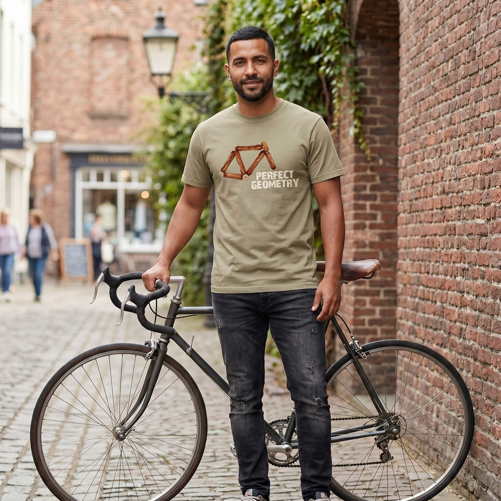 Perfect Geometry T‑Shirt — Khaki lifestyle