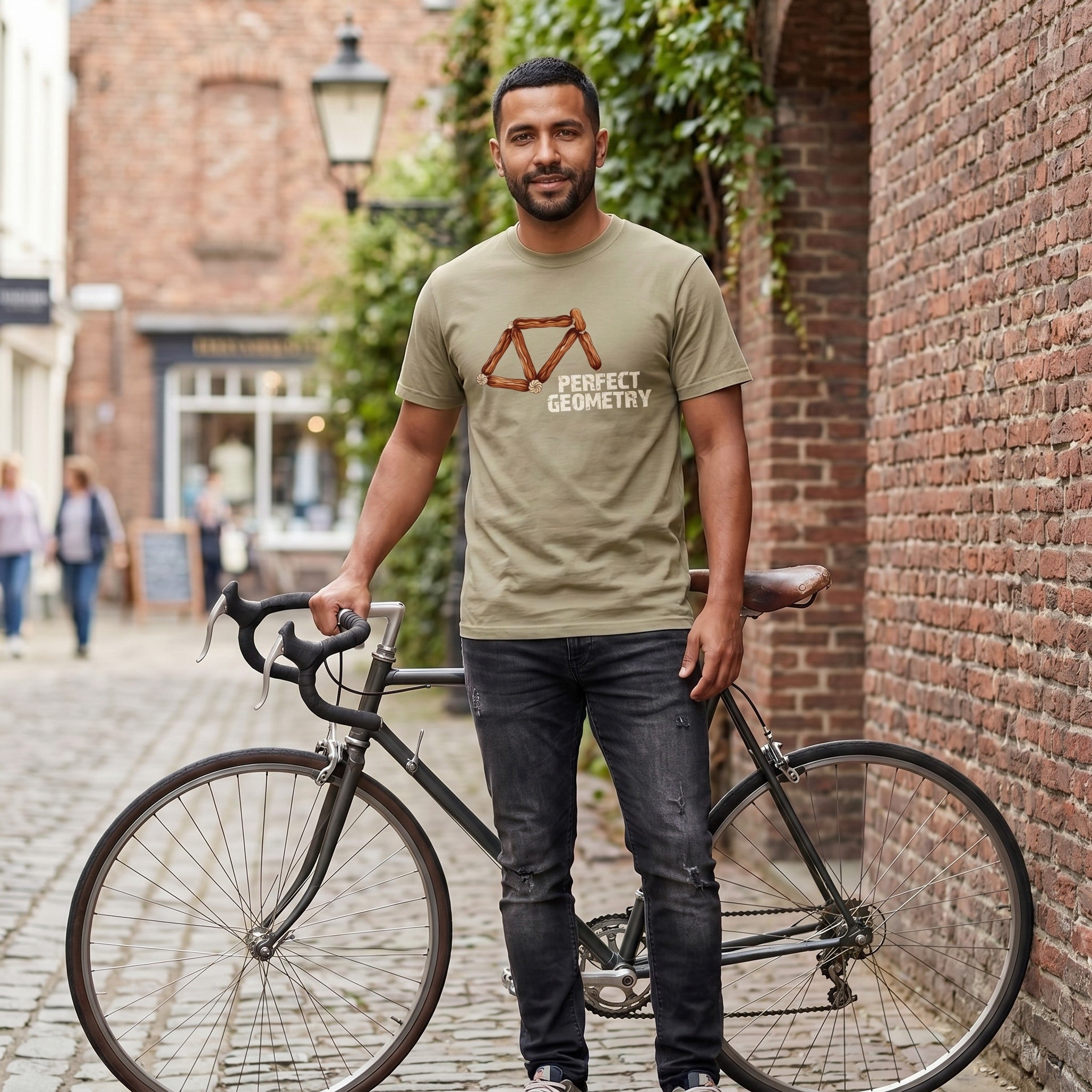 Perfect Geometry T‑Shirt — Khaki lifestyle