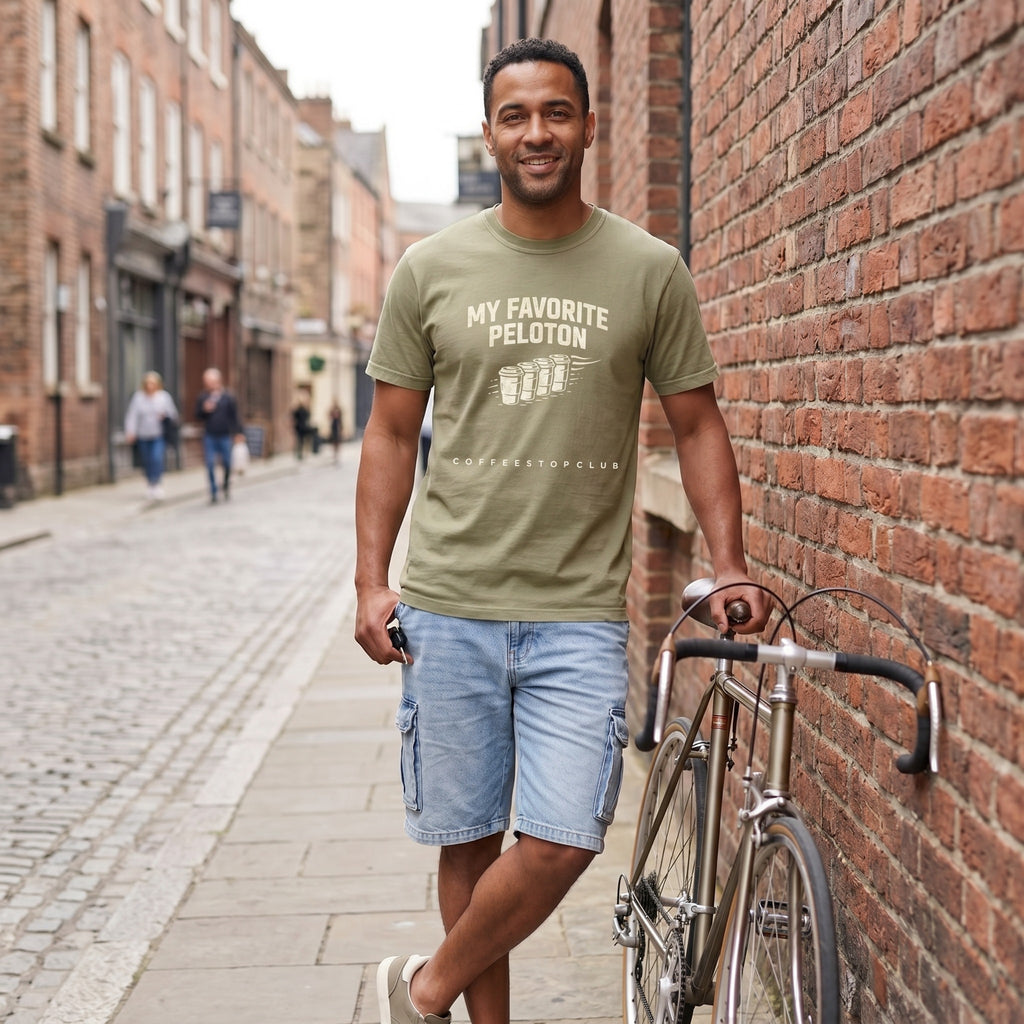 Favorite Peloton T‑Shirt — Khaki lifestyle